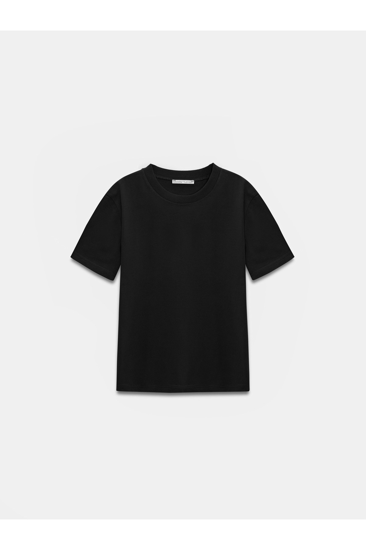 Dilvin Kadın Dekoratif Dikişli Bisiklet Yaka Siyah T-shirt-30312  - Dilvin - 101A30312-S