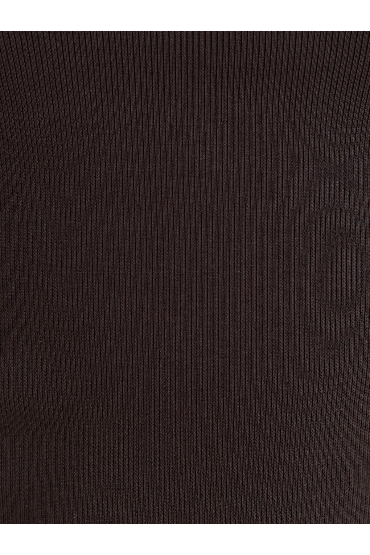 Dilvin Kadın Kare Yaka Askılı Koyu Kahve Bluz - 101A21057 - Dilvin - 101A21057-3