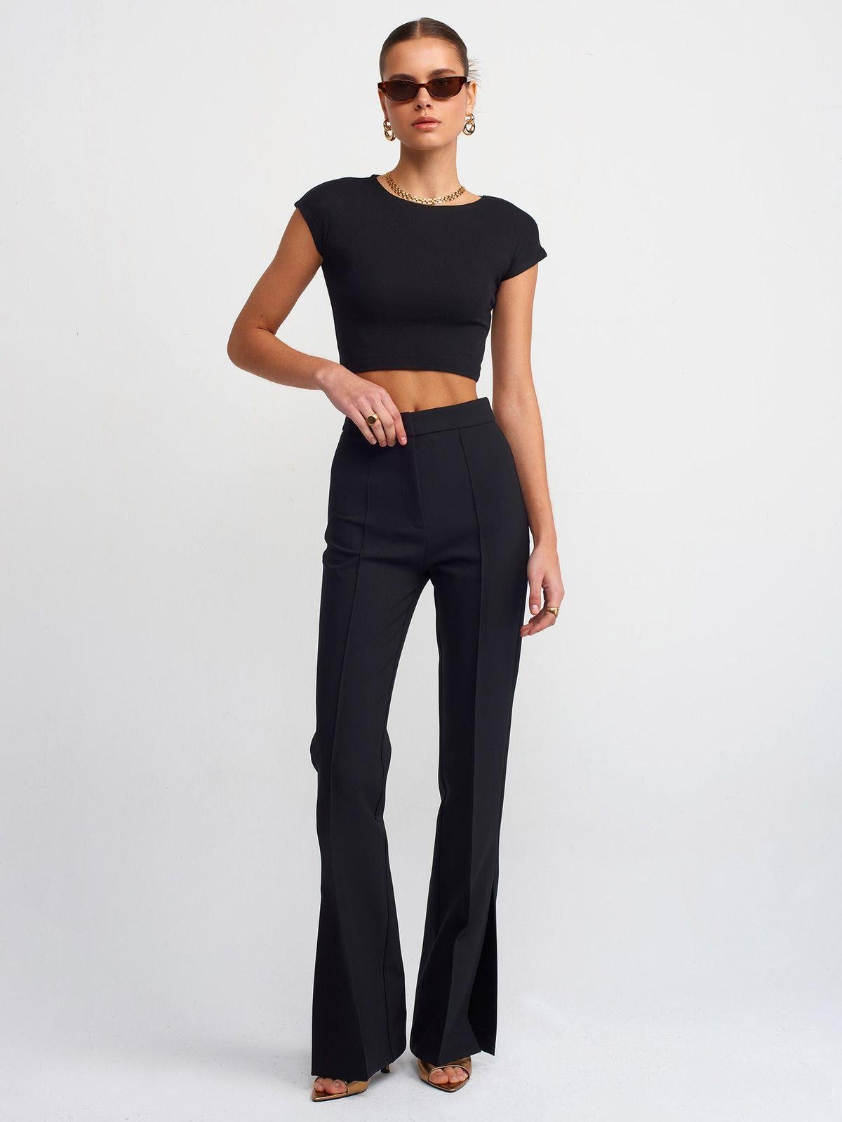 Dilvin Kadın Pamuk ve Modal Karışımlı Crop Top T-shirt - 30528 - Dilvin - 101A30528