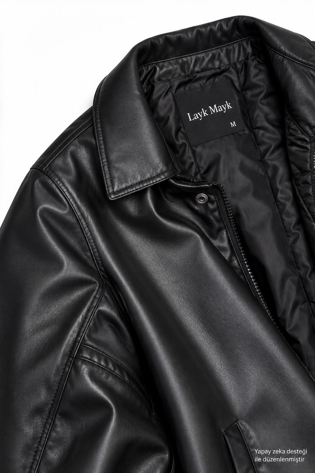 Erkek Oversize Siyah Deri Ceket-00225067 - LaykMayk - 00225067