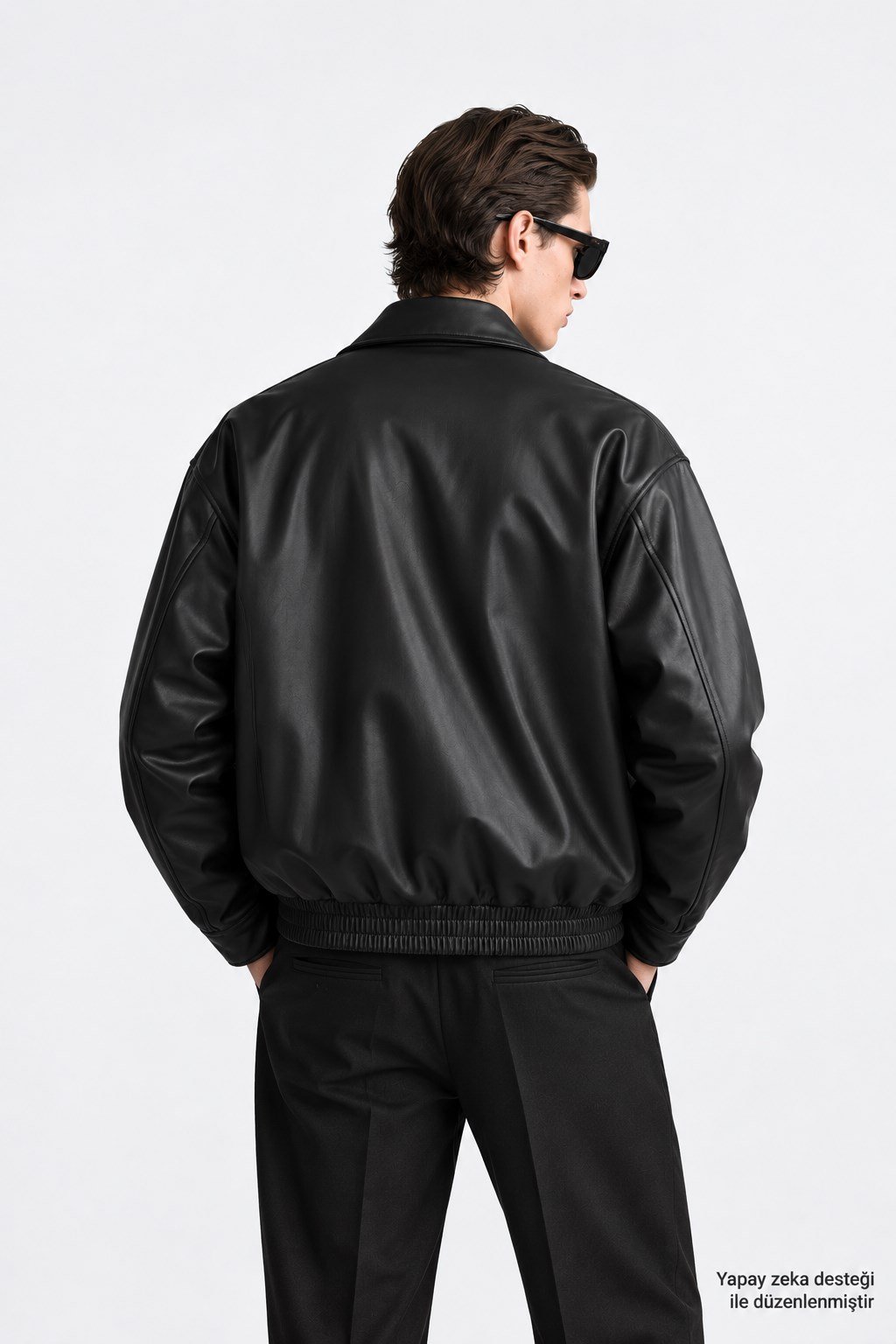 Erkek Oversize Siyah Deri Ceket-00225067 - LaykMayk - 00225067