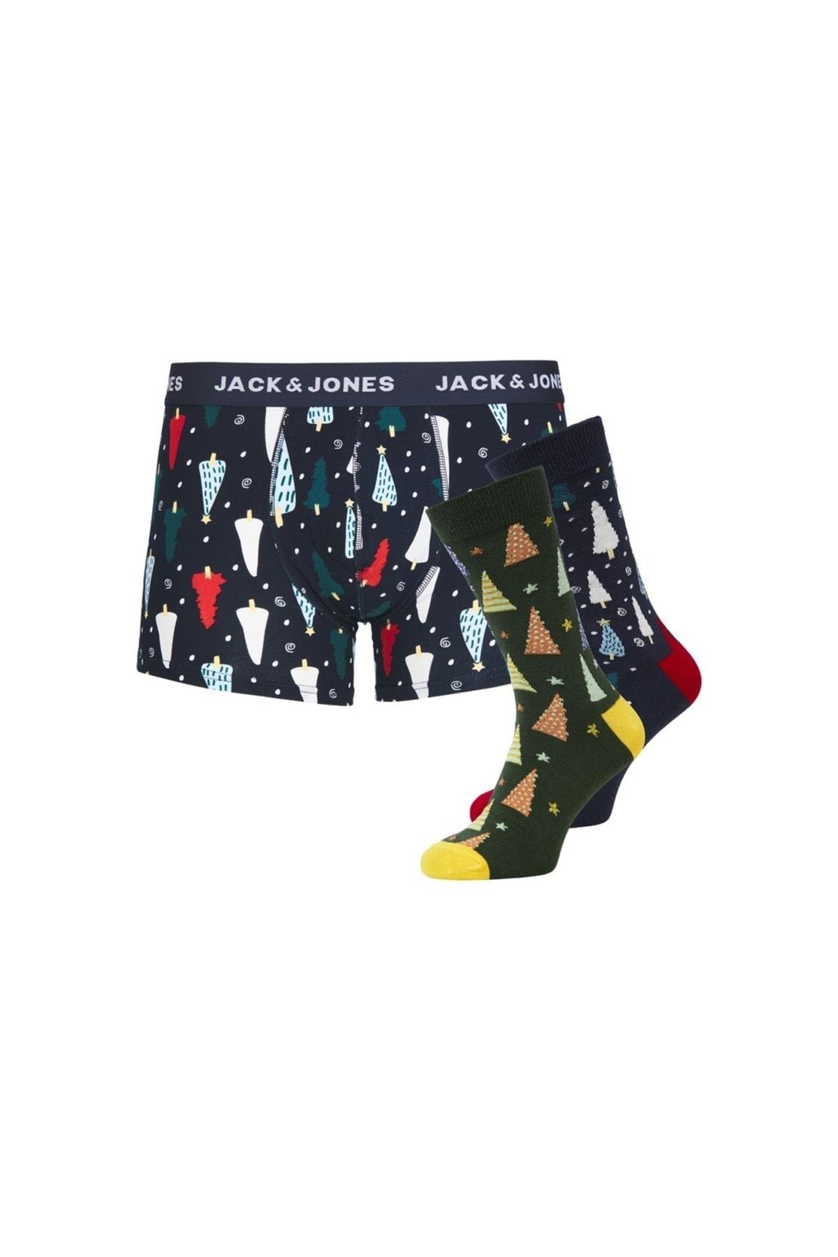 Jack & Jones Çorap & Boxer Set Hediyelik 12228074 Jacnavy Tree Gıftbox  - JJ12228074  - Jack & Jones - JJ12228074 Navy