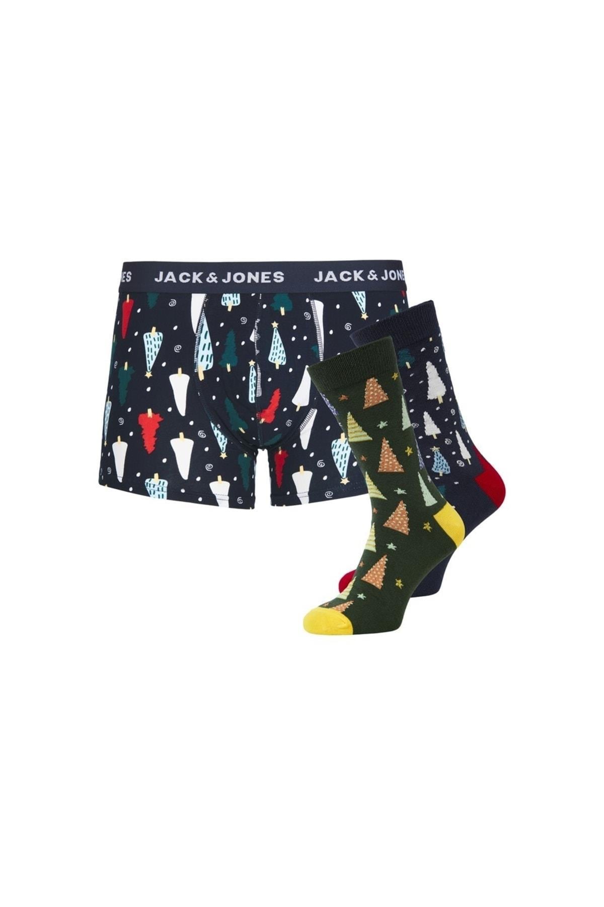 Jack & Jones Çorap & Boxer Set Hediyelik 12228074 Jacnavy Tree Gıftbox  - JJ12228074  - Jack & Jones - JJ12228074 Navy