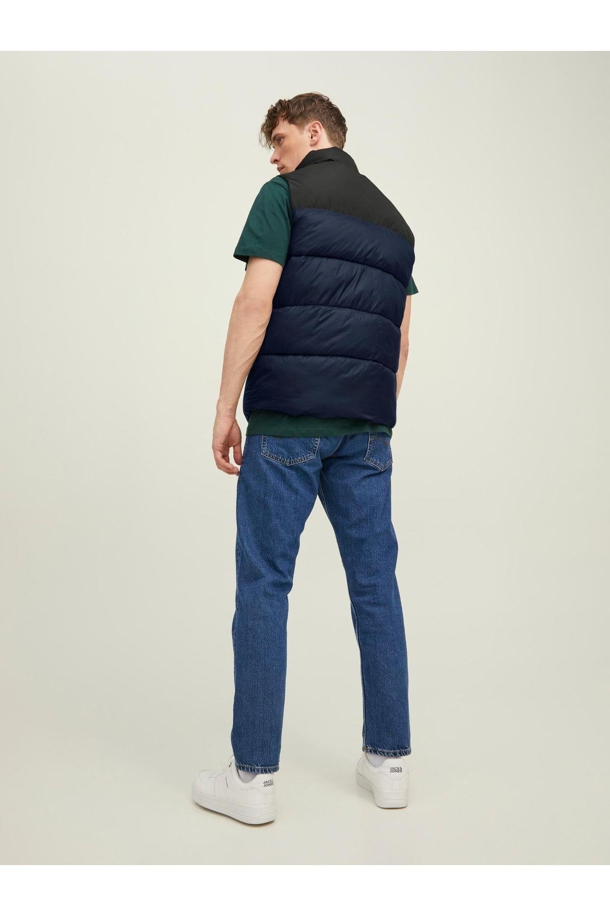 Jack & Jones Dik Yaka Lacivert Erkek Yelek - 12212221 - Jack & Jones - 12212221