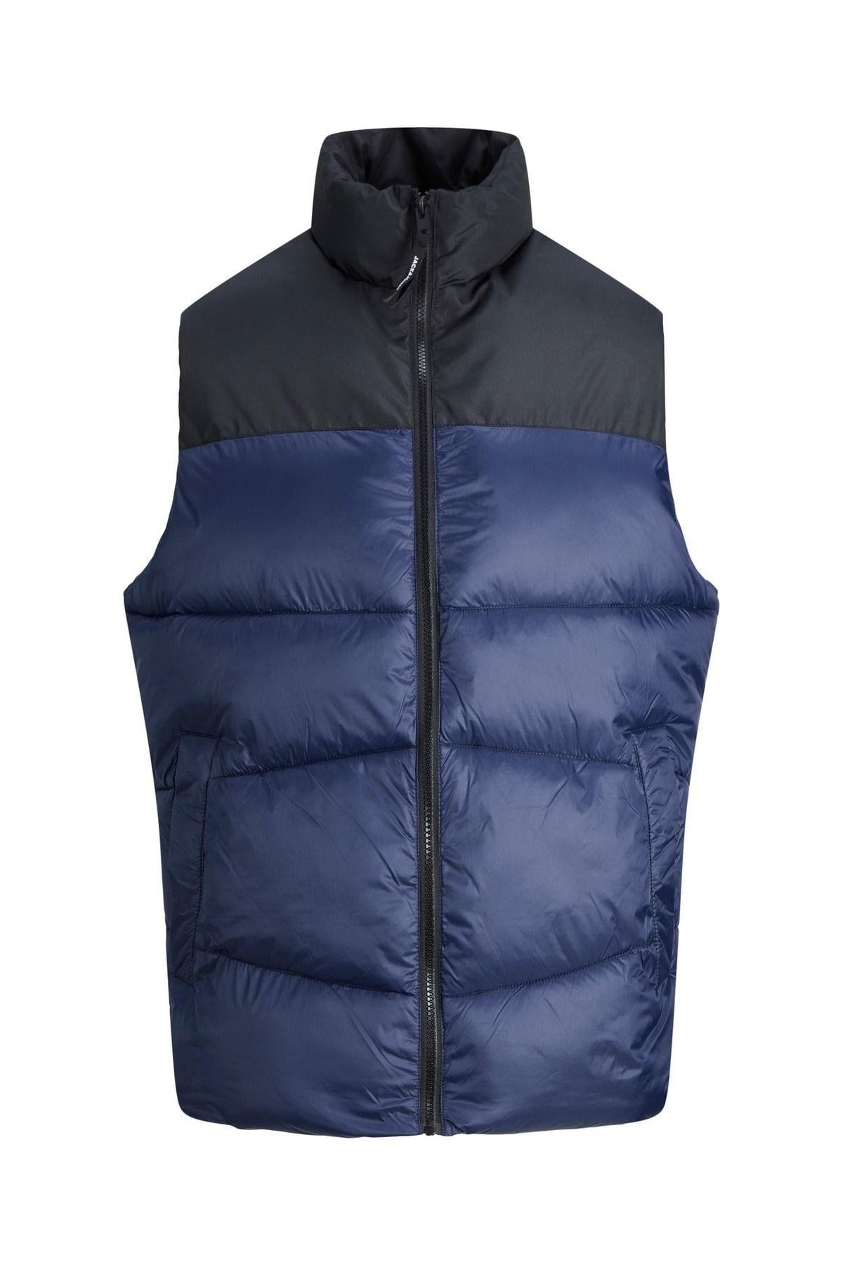 Jack & Jones Dik Yaka Lacivert Erkek Yelek - 12212221 - Jack & Jones - 12212221