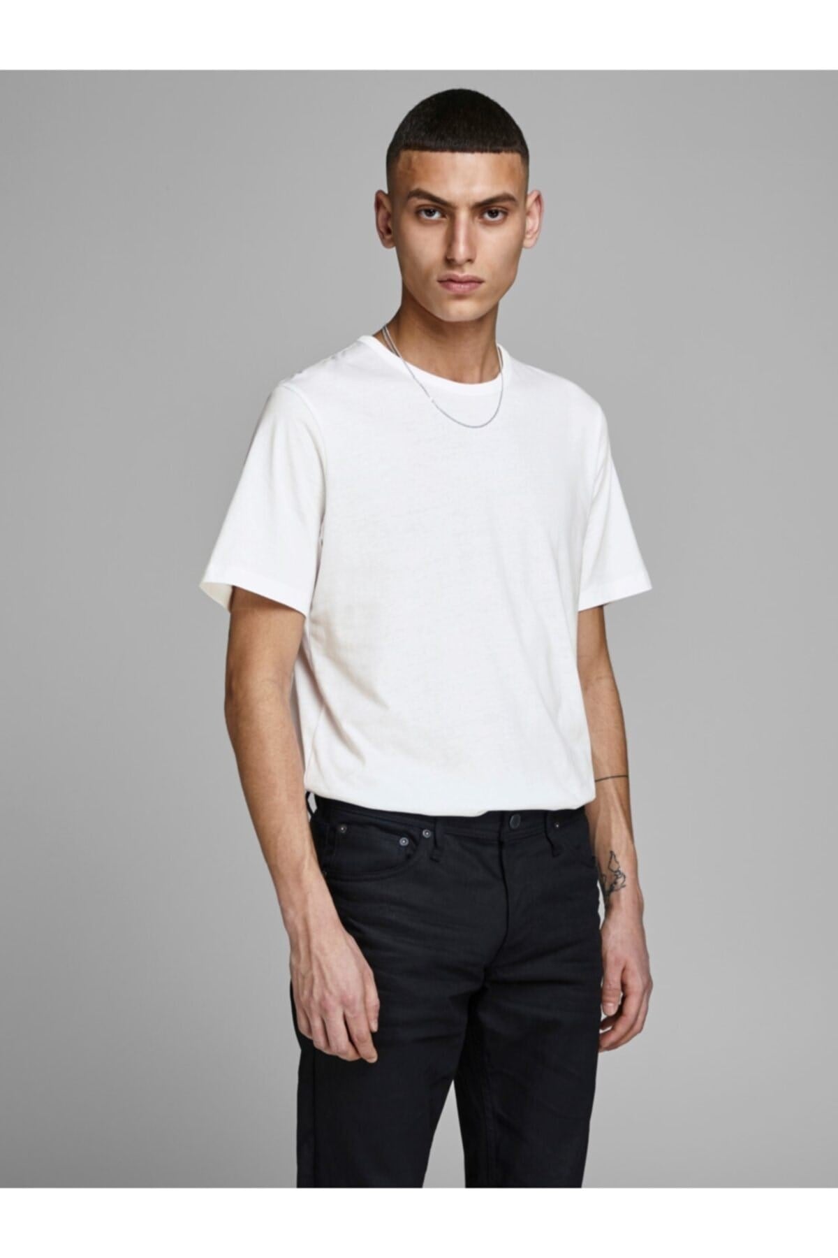 Jack & Jones Erkek 2li Paket Bisiklet Yaka Beyaz Tshirt - 12133913 - Jack & Jones - TYC00091494984