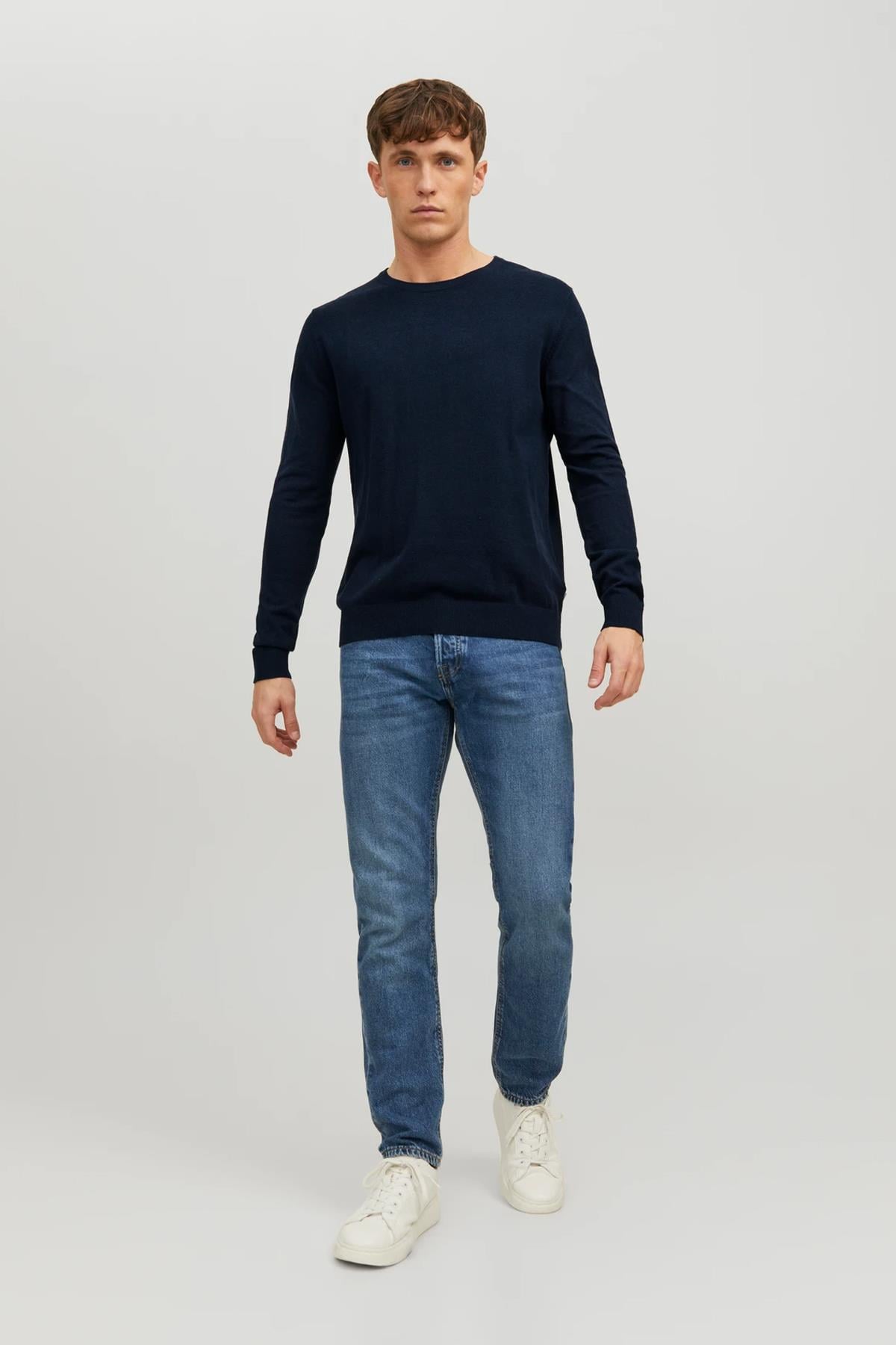 Jack & Jones Erkek Basic İnce Lacivert Triko Kazak - 12208364 - Jack & Jones - L-12208364