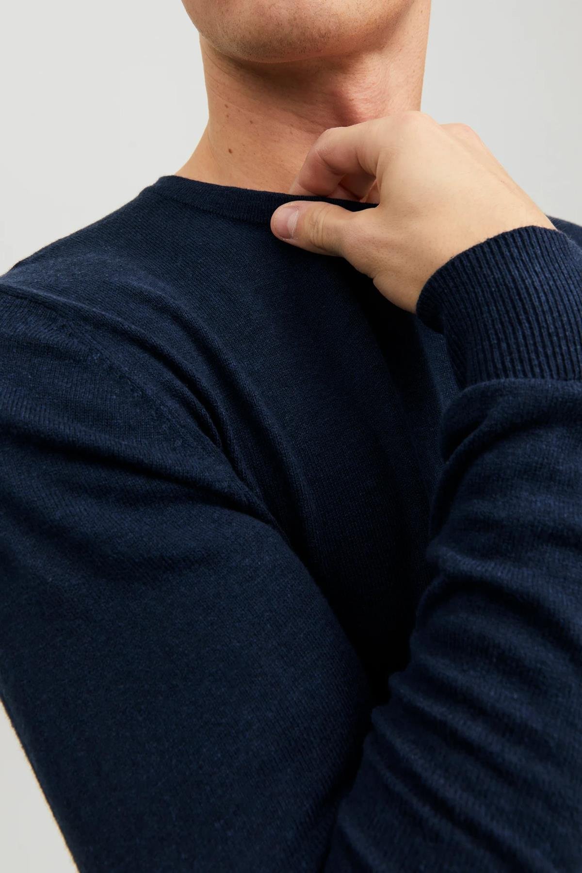Jack & Jones Erkek Basic İnce Lacivert Triko Kazak - 12208364 - Jack & Jones - L-12208364