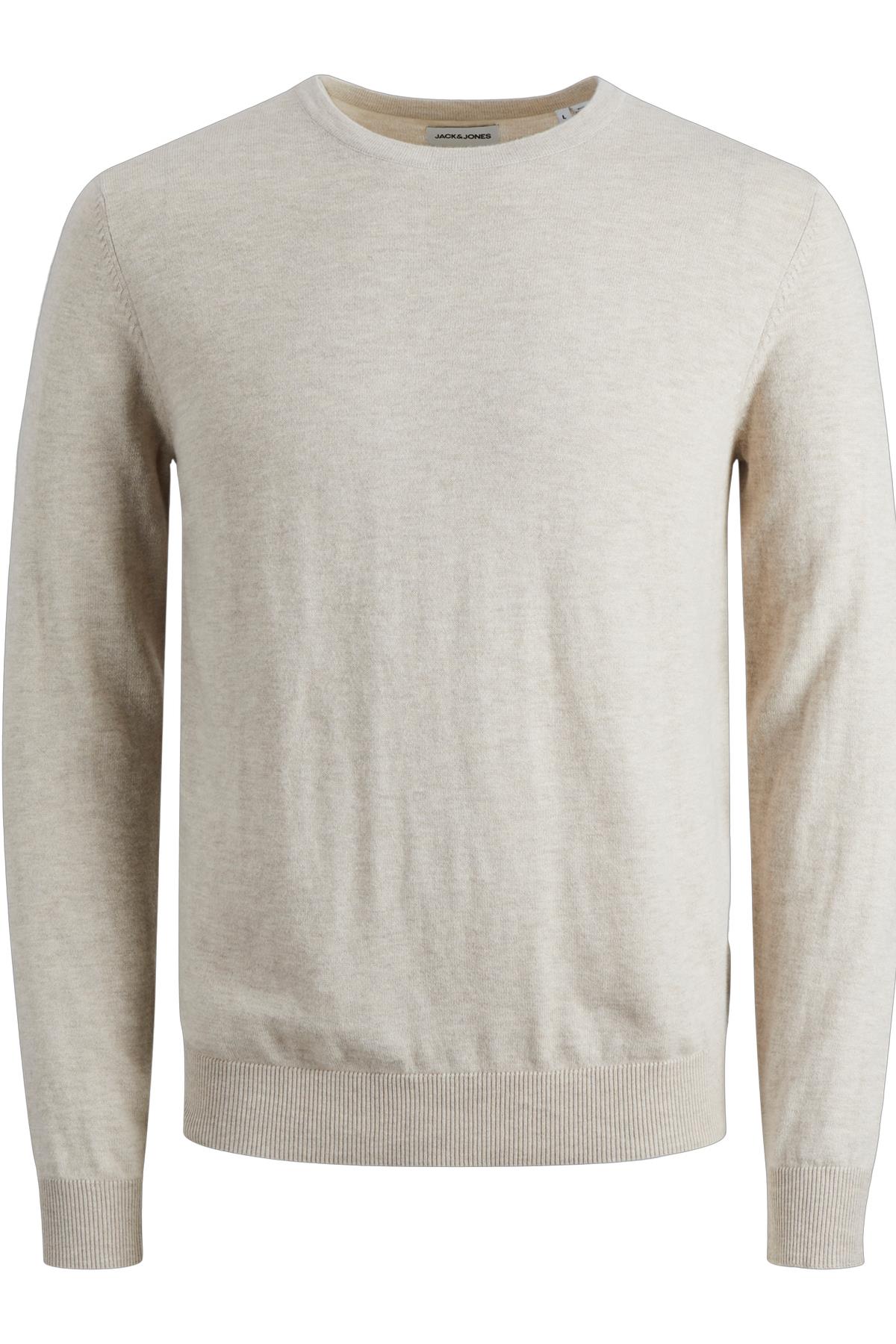 Jack & Jones Erkek Basic Krem İnce Triko Kazak - 12208364 - Jack & Jones - K-12208364