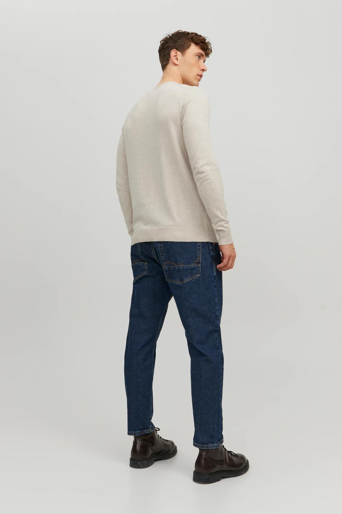 Jack & Jones Erkek Basic Krem İnce Triko Kazak - 12208364 - Jack & Jones - K-12208364