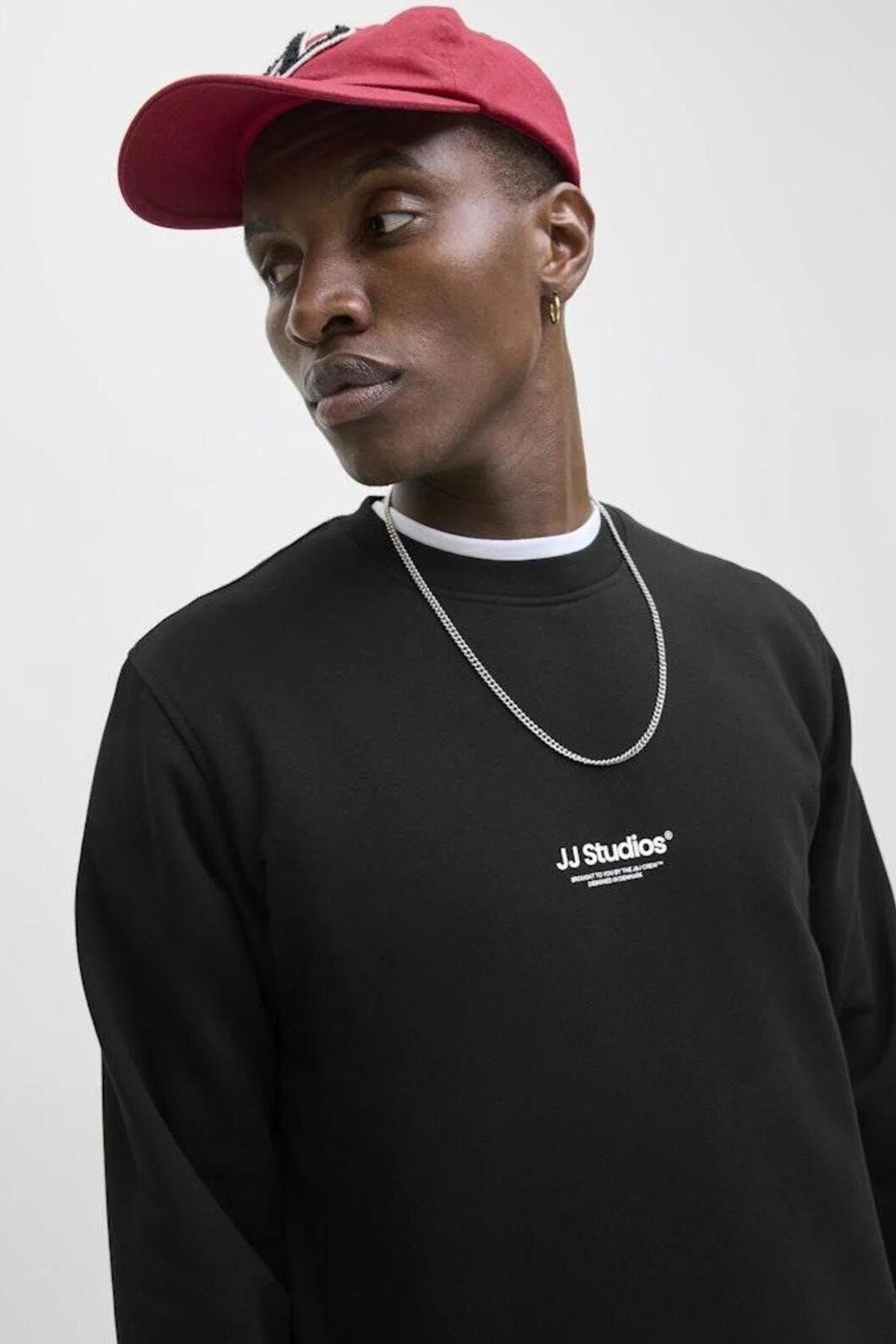 Jack & Jones Erkek Basic Sweat Crew Neck Bisiklet Yaka Siyah Sweatshirt-12278791 - Jack & Jones - 12278791
