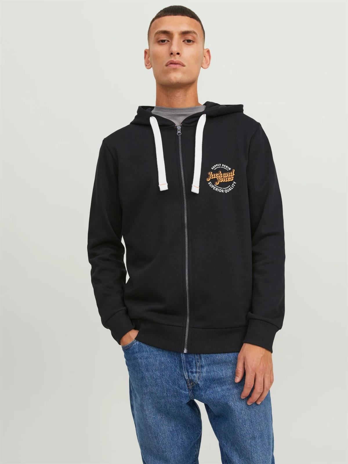 Jack & Jones Erkek Baskılı Fermuarlı Sweatshirt - 12236179 - Jack & Jones - 12236179