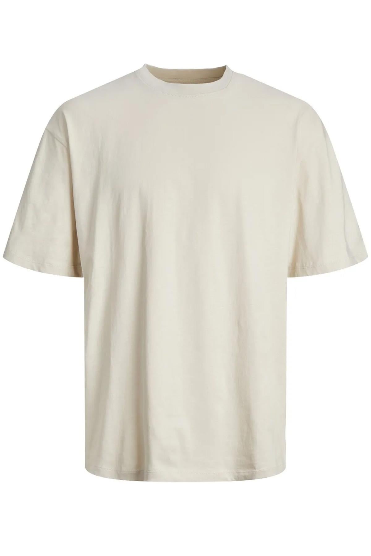 Jack & Jones Erkek Bradley Bej Oversize T-shirt - 12249319 - Jack & Jones - 3-12249319