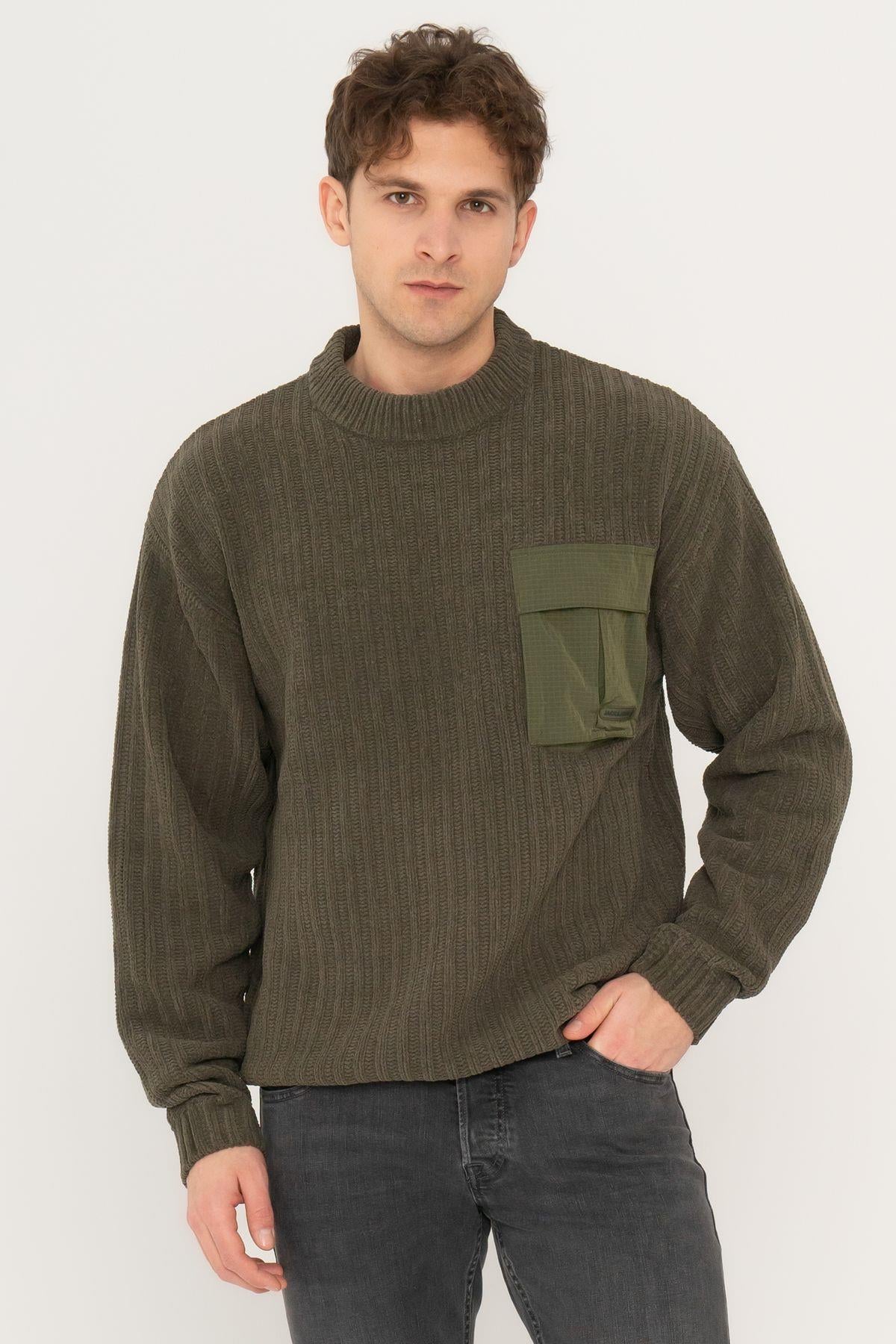Jack & Jones Erkek Cep Detaylı Bisiklet Yaka Sweatshirt Kazak - 12242984 - Jack & Jones - 1-12242984