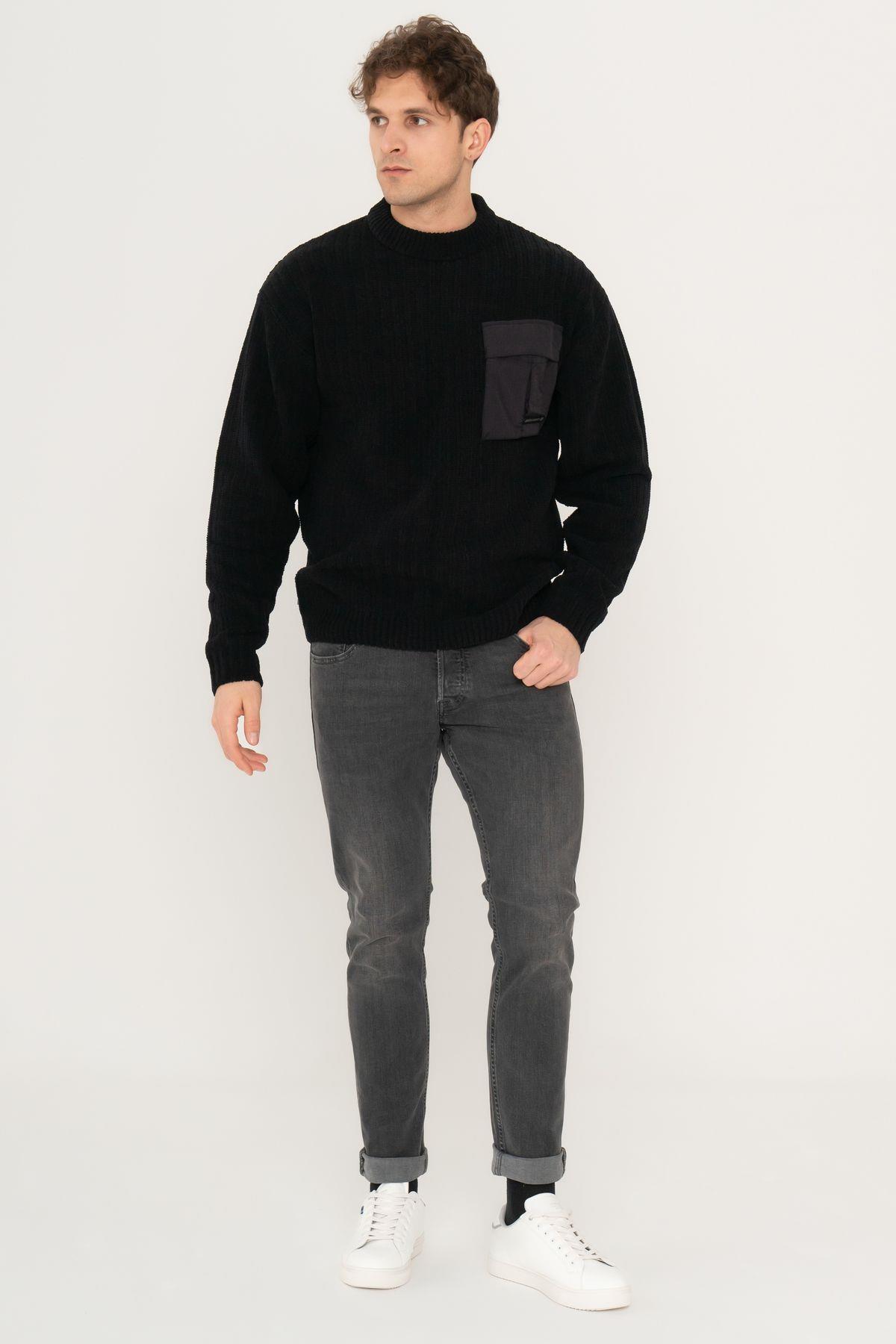 Jack & Jones Erkek Cep Detaylı Bisiklet Yaka Sweatshirt Kazak - 12242984 - Jack & Jones - 12242984