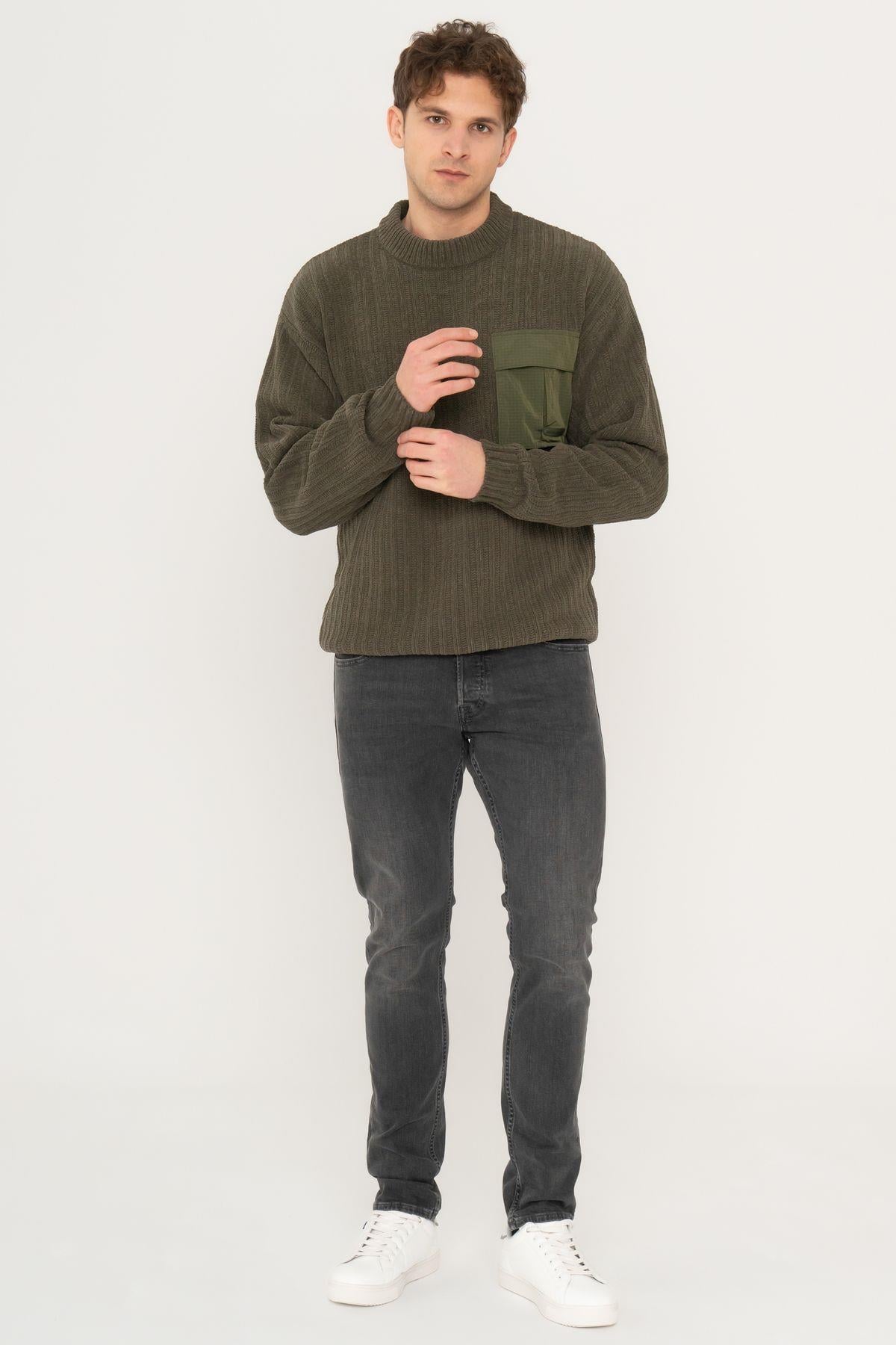Jack & Jones Erkek Cep Detaylı Bisiklet Yaka Sweatshirt Kazak - 12242984 - Jack & Jones - 1-12242984