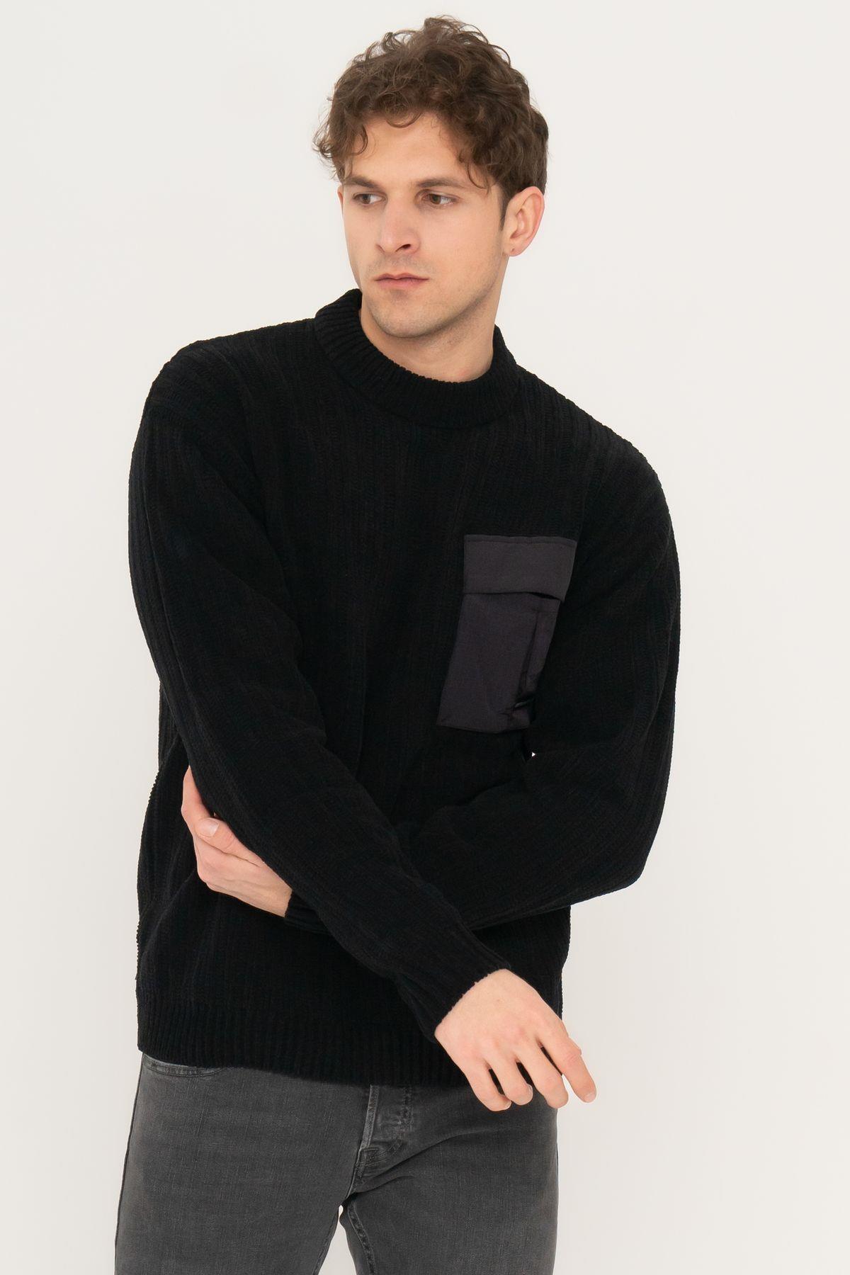 Jack & Jones Erkek Cep Detaylı Bisiklet Yaka Sweatshirt Kazak - 12242984 - Jack & Jones - 12242984