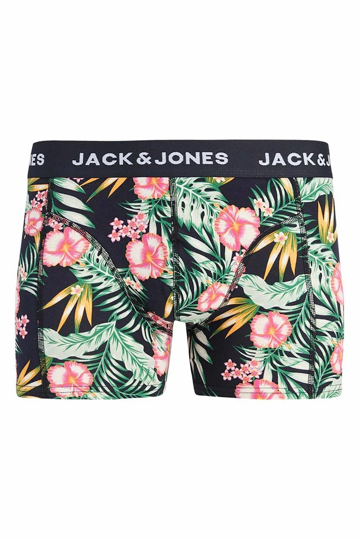 Jack & Jones Erkek Çiçek Desenli 3'Lü Paket Boxer - 12295180 - Jack & Jones - 12295180-DN