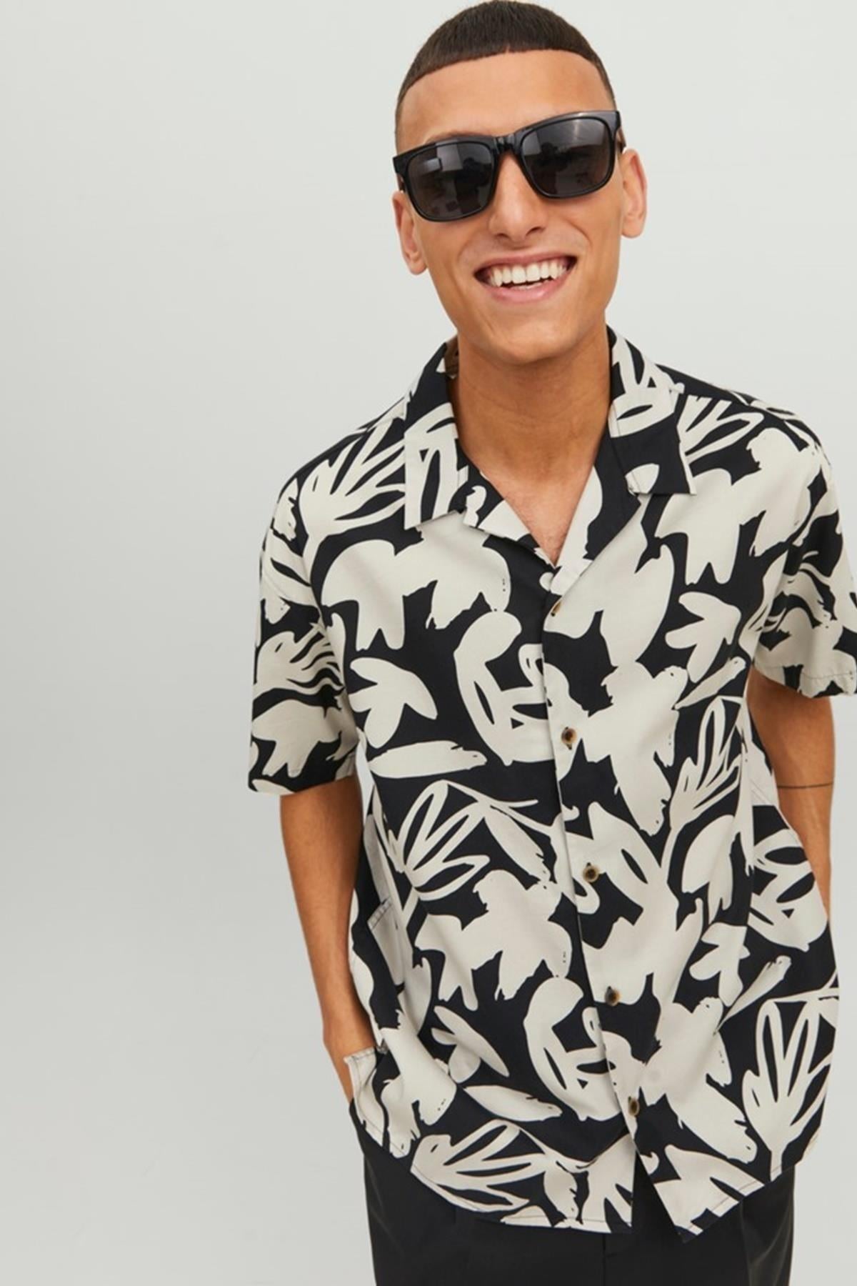 Jack & Jones Erkek Desenli Çiçekli Yazlık Kısa Kollu Gömlek - 12233544 - Jack & Jones - 12233544