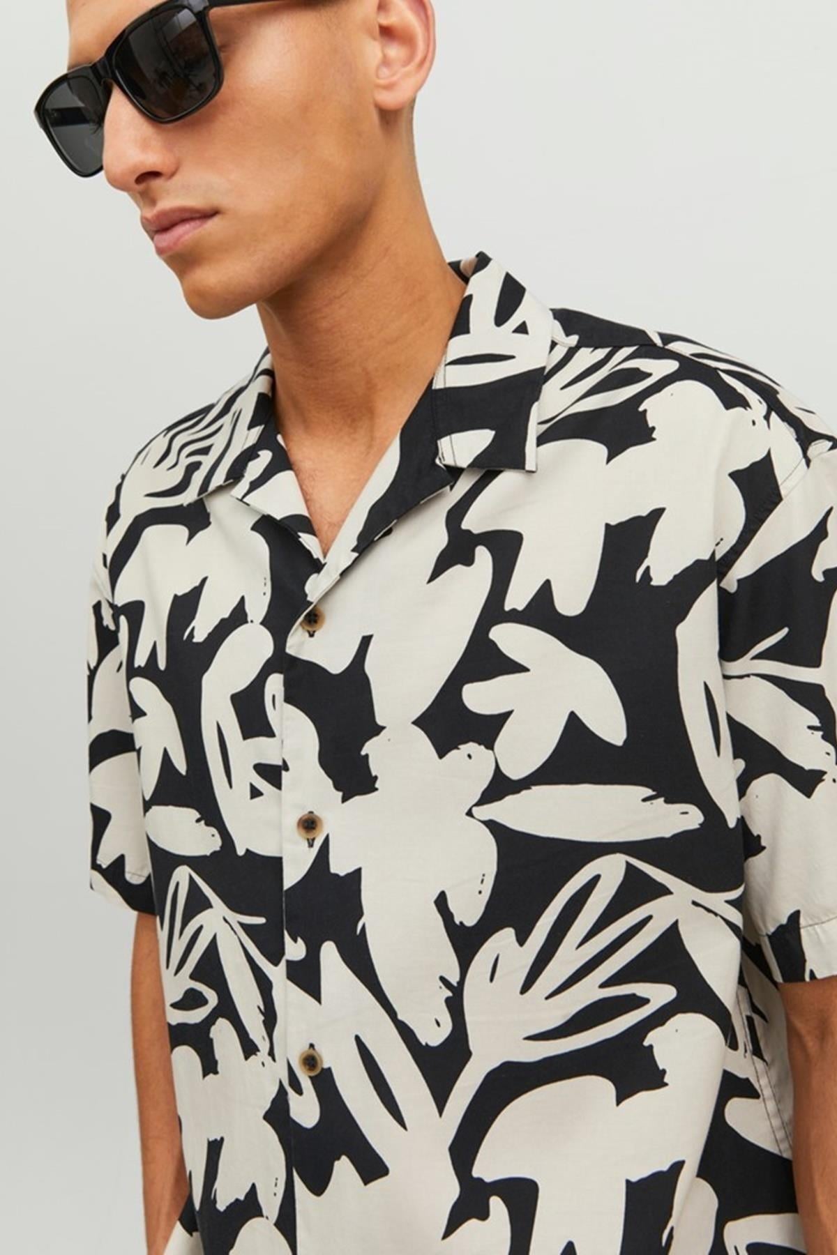 Jack & Jones Erkek Desenli Çiçekli Yazlık Kısa Kollu Gömlek - 12233544 - Jack & Jones - 12233544