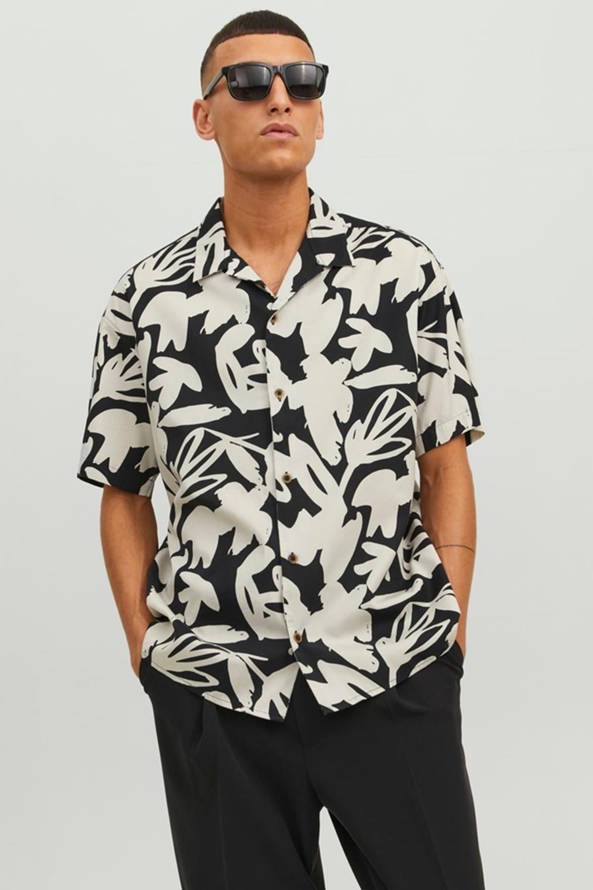 Jack & Jones Erkek Desenli Çiçekli Yazlık Kısa Kollu Gömlek - 12233544 - Jack & Jones - 12233544