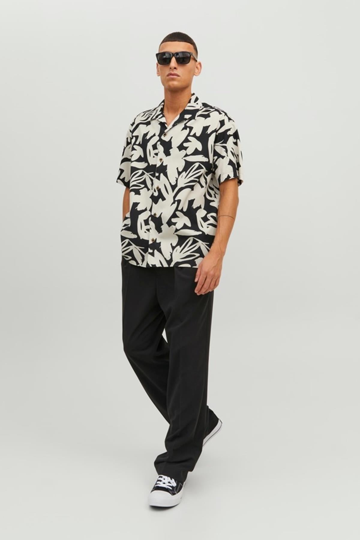 Jack & Jones Erkek Desenli Çiçekli Yazlık Kısa Kollu Gömlek - 12233544 - Jack & Jones - 12233544