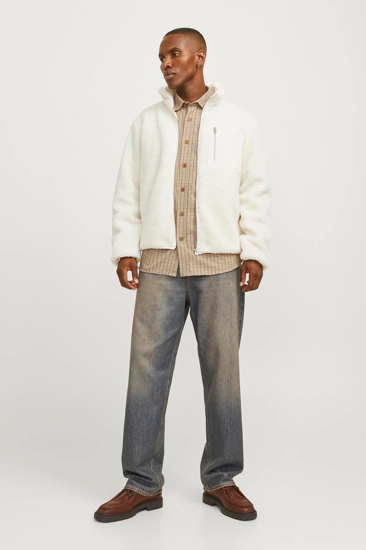 Jack & Jones Erkek Fermuarlı Siyah Sweat Polar Ceket - 12258417 - Jack & Jones - 12258417