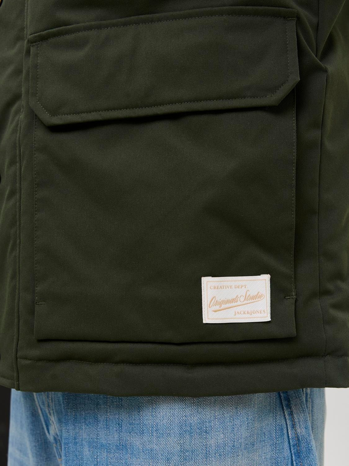Jack & Jones Erkek Fonksiyonel Spread Kadife Yaka Yeşil Kahve Ceket-12301609 - Jack & Jones - 12301609-Y