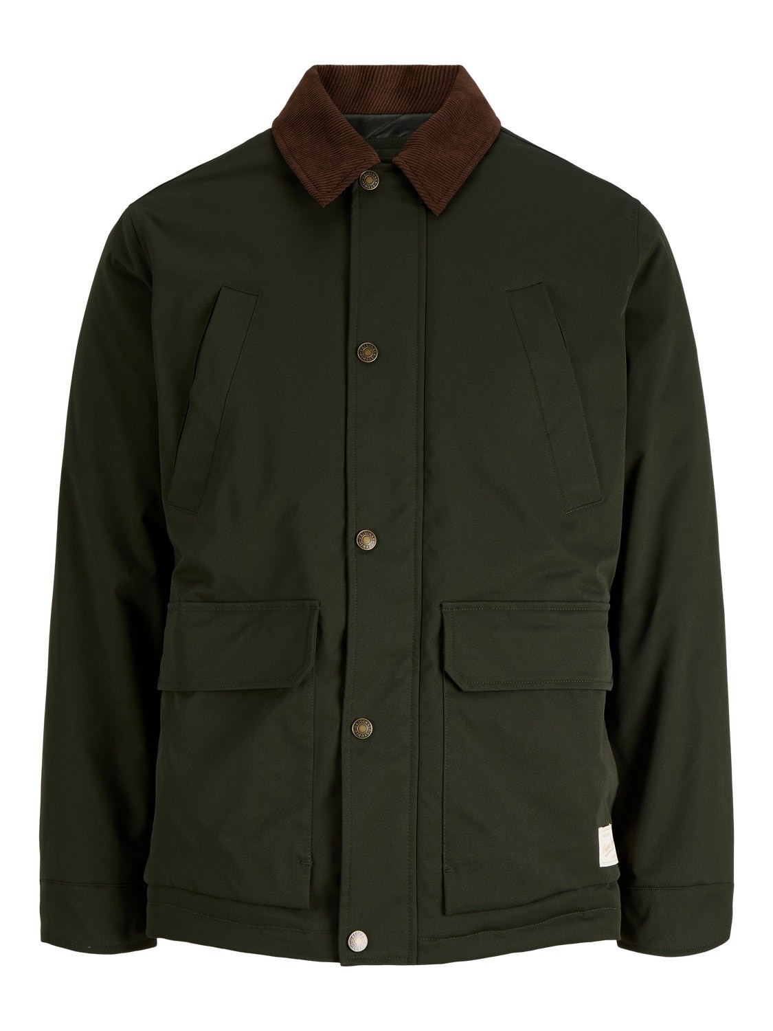 Jack & Jones Erkek Fonksiyonel Spread Kadife Yaka Yeşil Kahve Ceket-12301609 - Jack & Jones - 12301609-Y