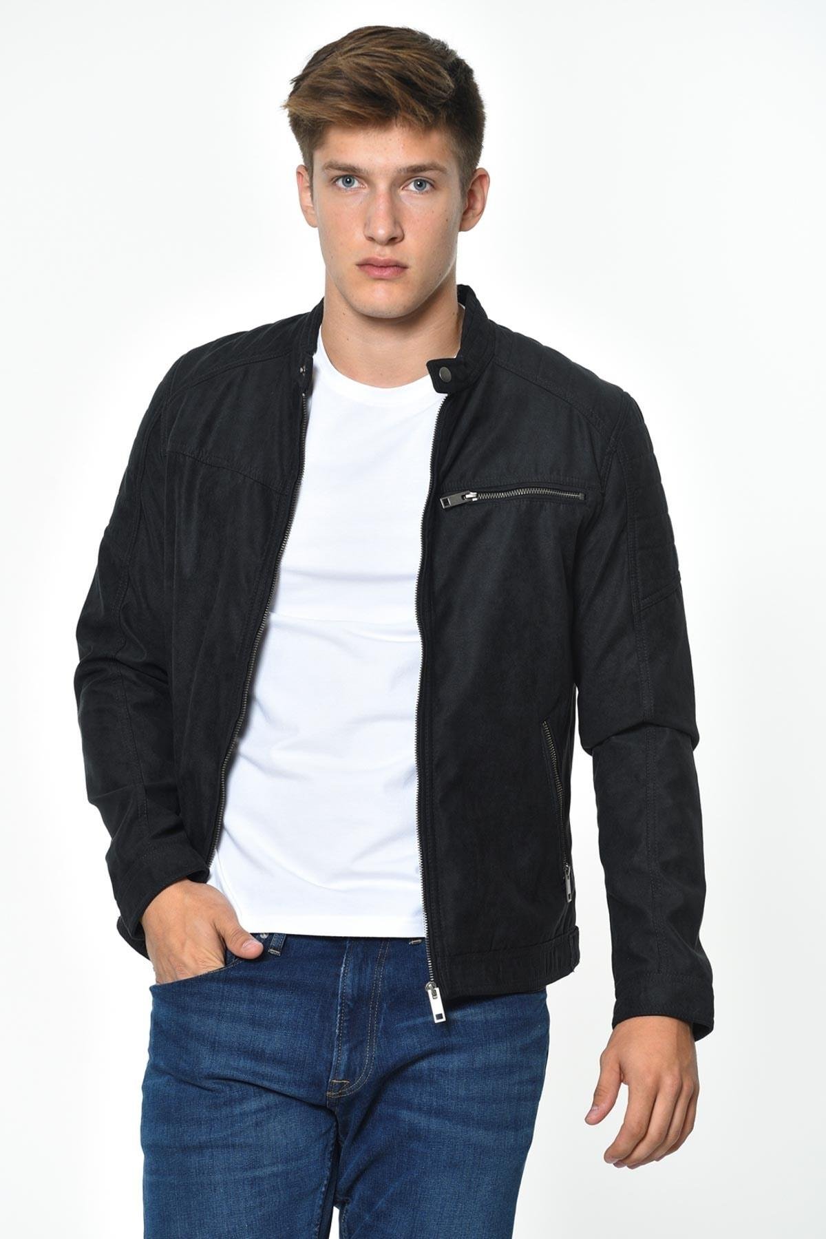 Jack & Jones Erkek Günlük Deri Ceket Jcorocky 12147218 - Jack & Jones - 12147218