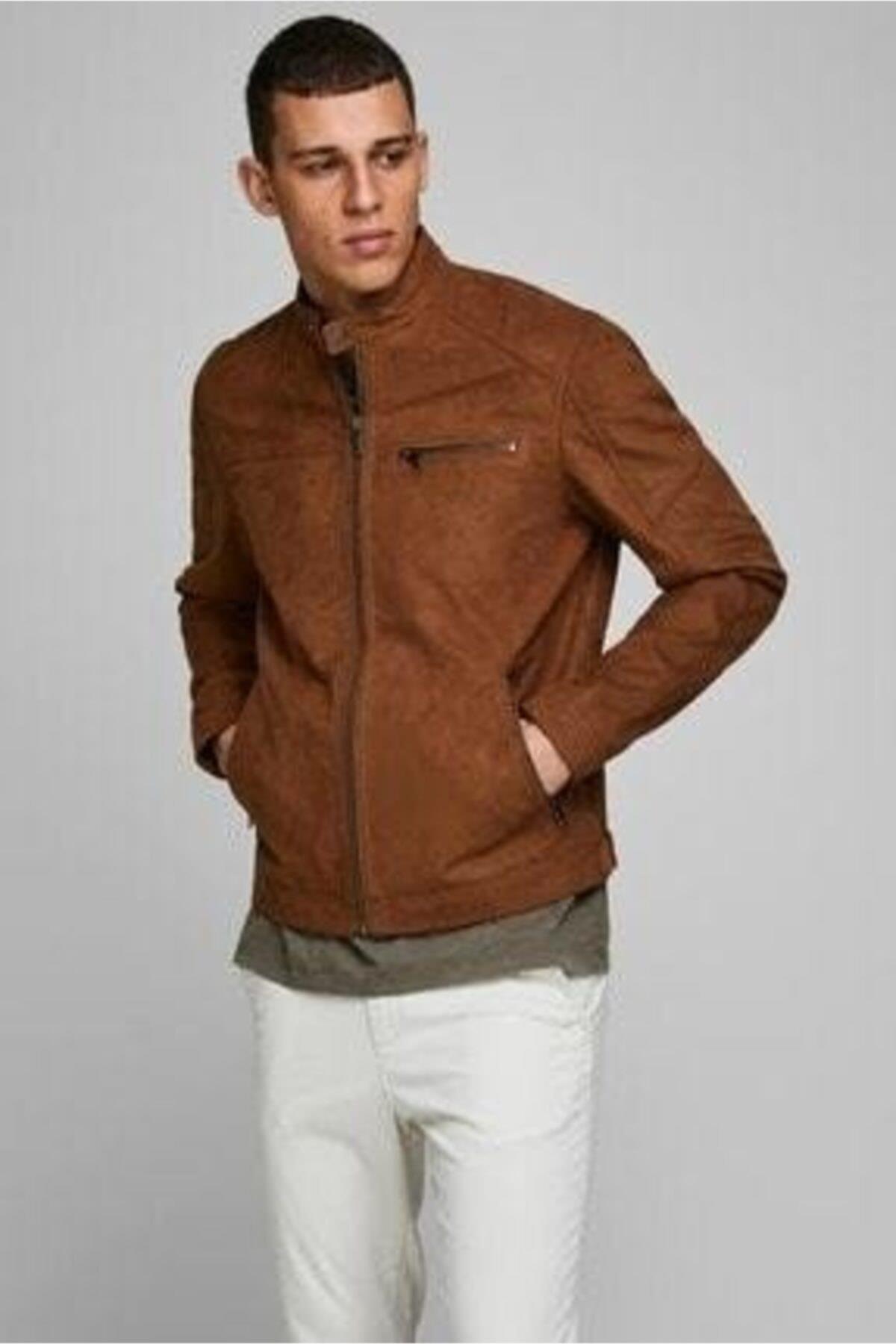Jack & Jones Erkek Günlük Deri Ceket Jcorocky 12147218 - Jack & Jones - 12147218