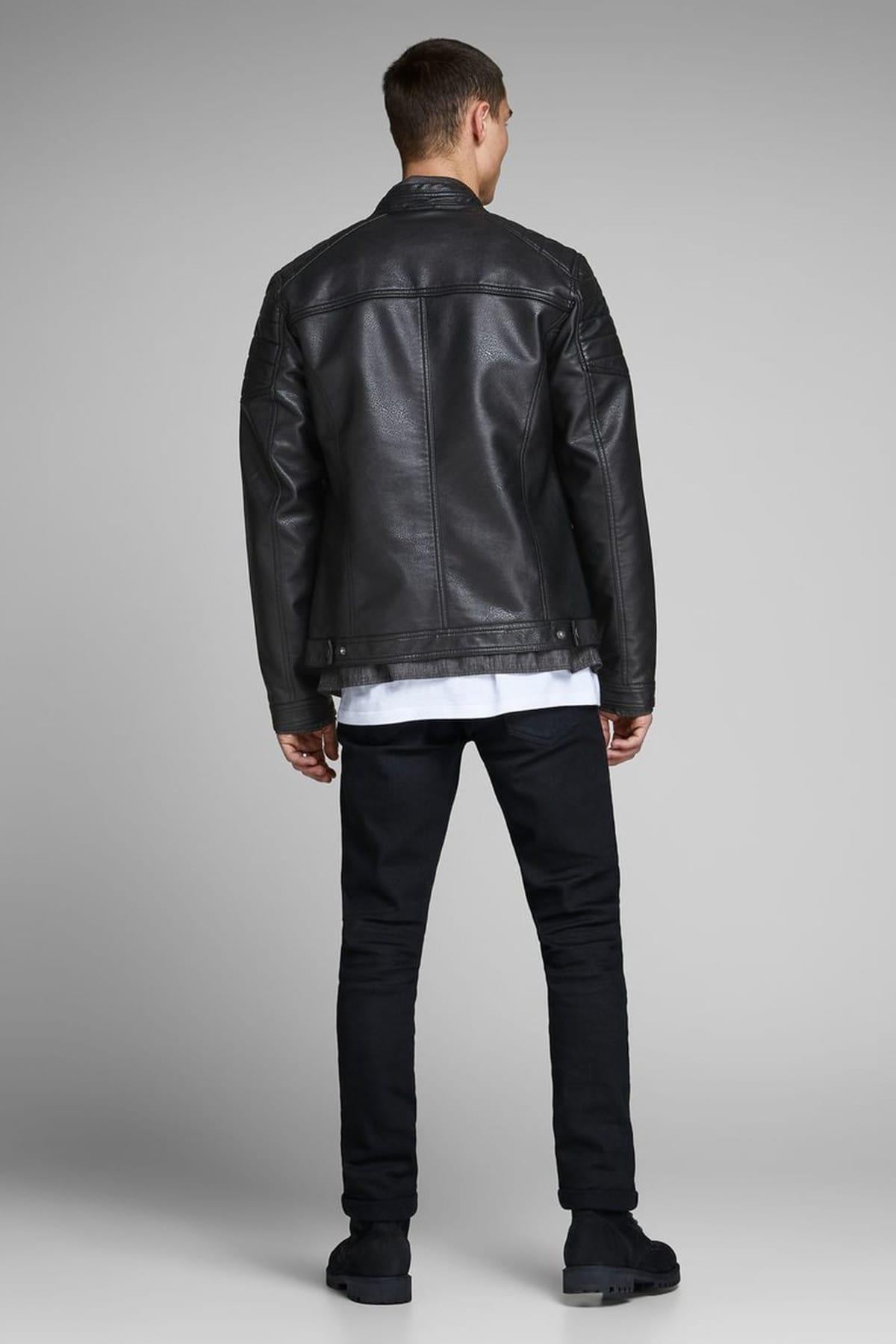 Jack & Jones Erkek Günlük Deri Ceket Jcorocky 12147218 - Jack & Jones - 12147218