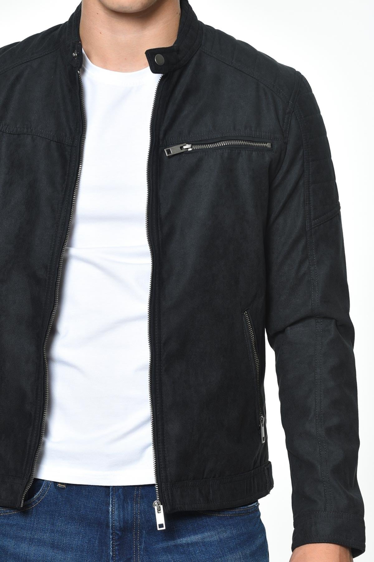 Jack & Jones Erkek Günlük Deri Ceket Jcorocky 12147218 - Jack & Jones - 12147218