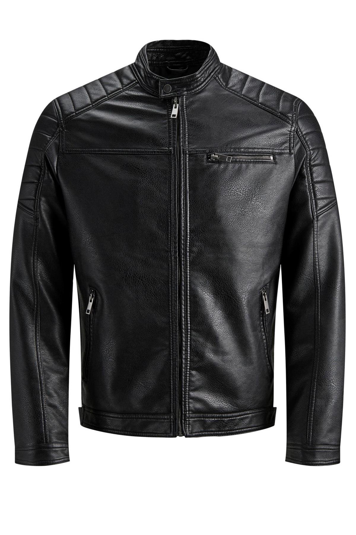 Jack & Jones Erkek Günlük Deri Ceket Jcorocky 12147218 - Jack & Jones - 12147218