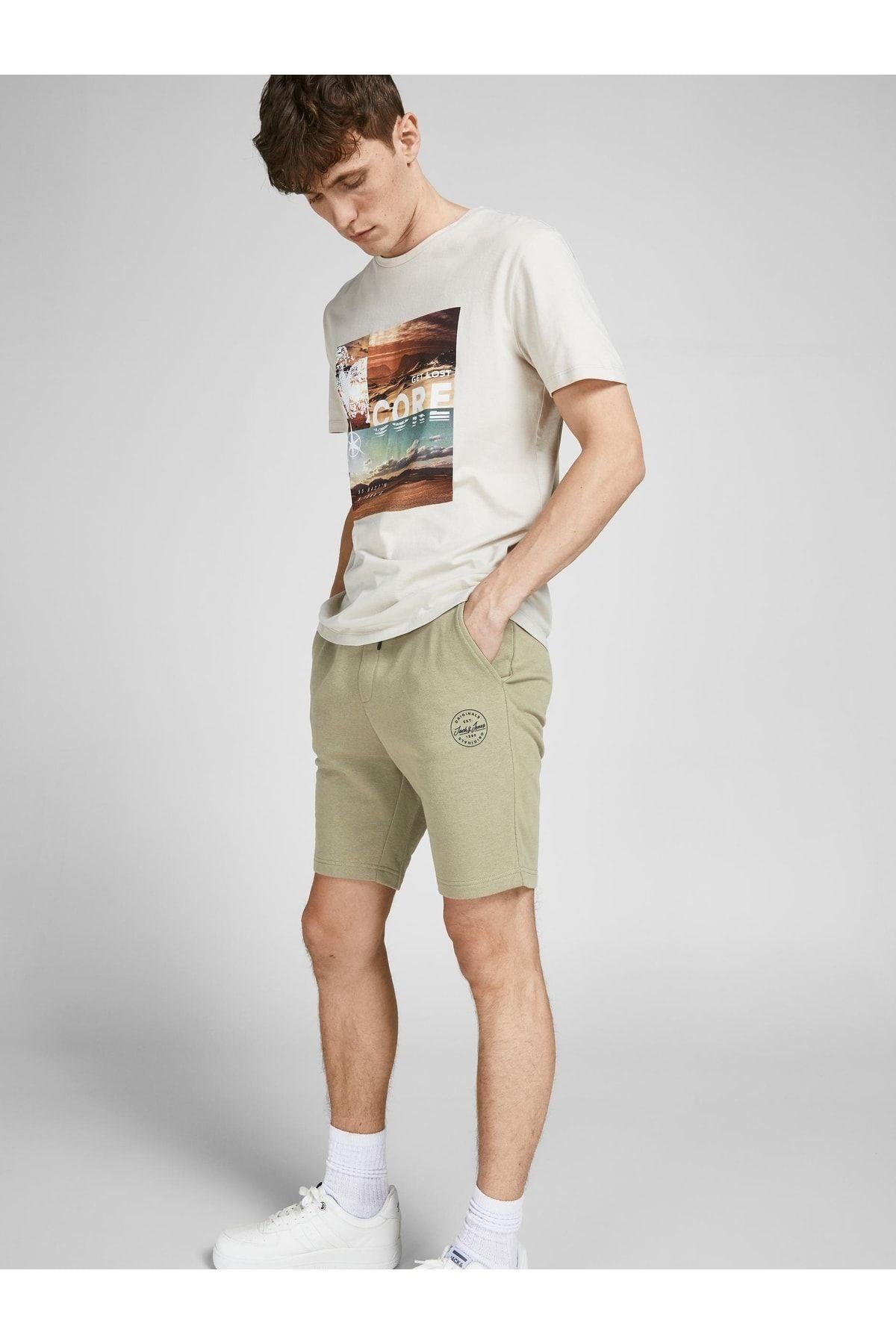 Jack & Jones Erkek Günlük Pamuklu Penye Şort 12182595 - Jack & Jones - 12182595