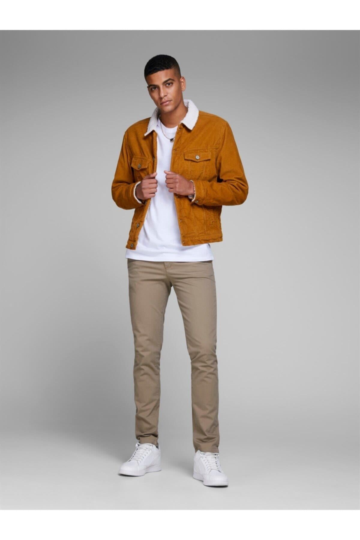 Jack & Jones Erkek Günlük Yumuşak Kumaş Bej Pantolon - 12150160sg - Jack & Jones - 12150160SG