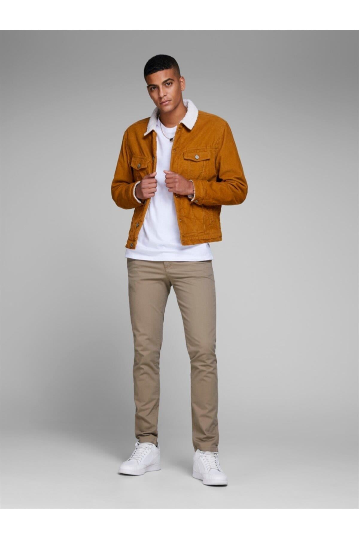 Jack & Jones Erkek Günlük Yumuşak Kumaş Bej Pantolon - 12150160sg - Jack & Jones - 12150160SG