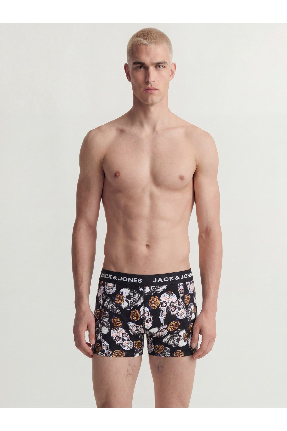 Jack Jones Erkek Jacraul Skulls Trunks 3 Pack Erkek Siyah Renkli Boxer - 12301210  - Jack & Jones - 12301210