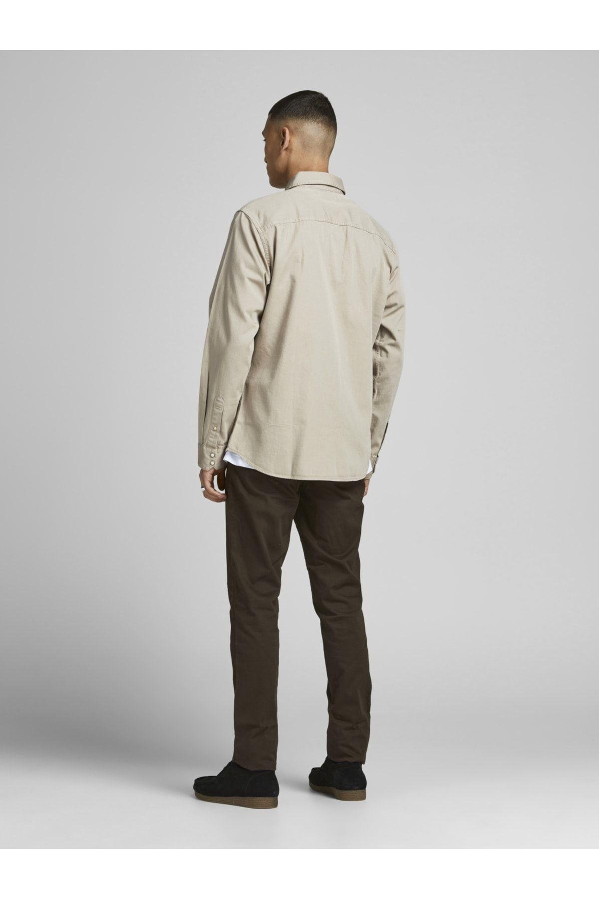 Jack & Jones Erkek Jean Gömlek 12138115 - Jack & Jones - 12138115-Crockery