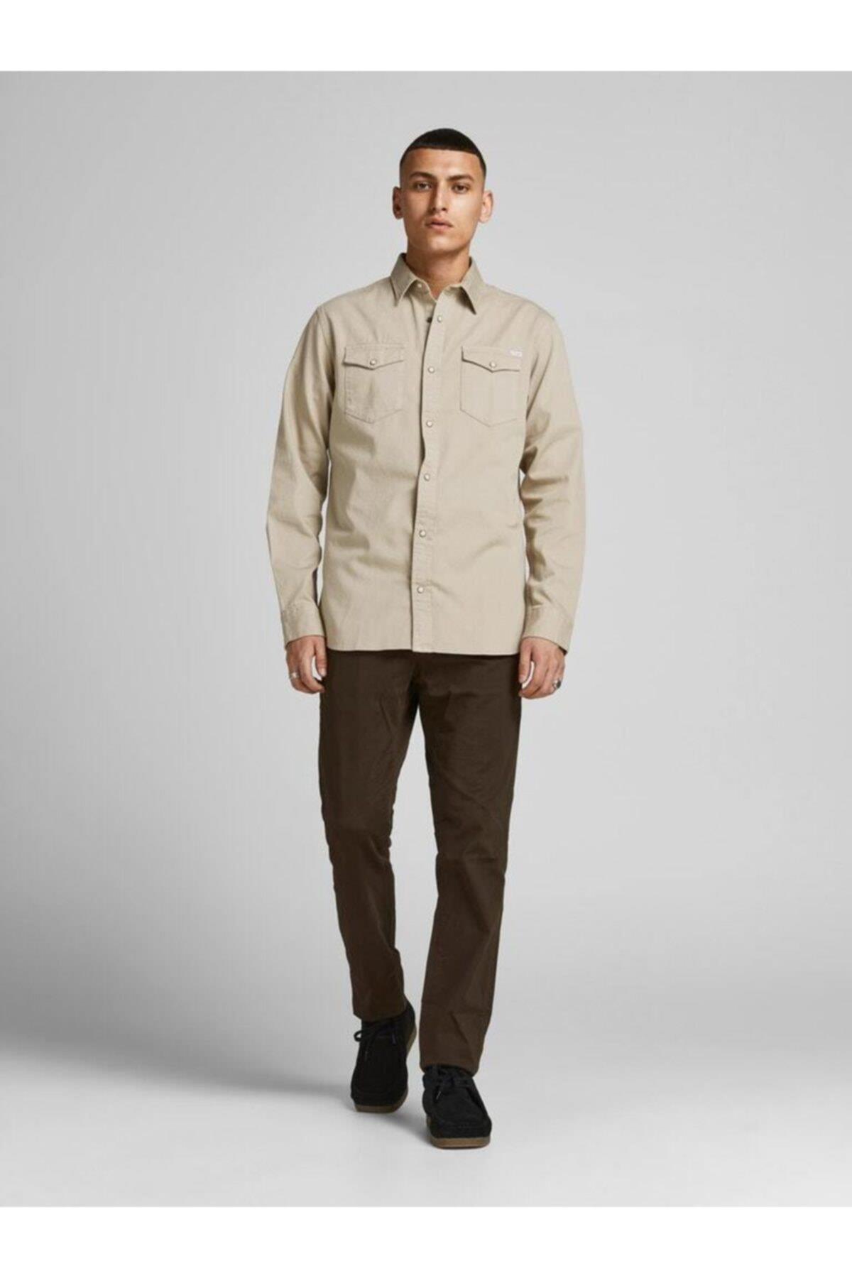 Jack & Jones Erkek Jean Gömlek 12138115 - Jack & Jones - 12138115-Crockery