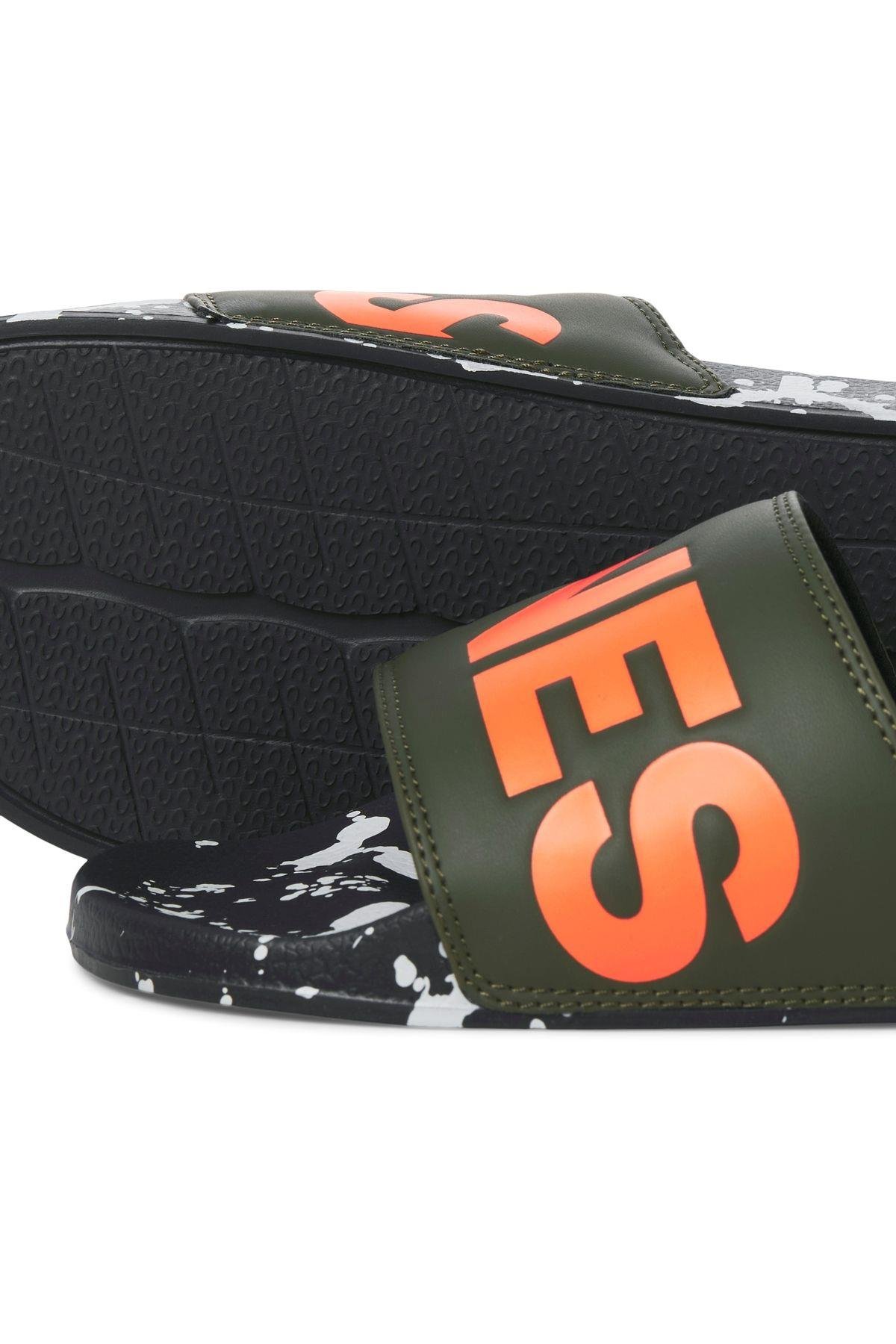 Jack & Jones Erkek Jfwhyde Splatter Slider Yeşil Terlik - 12270975 - Jack & Jones - 12270975-2