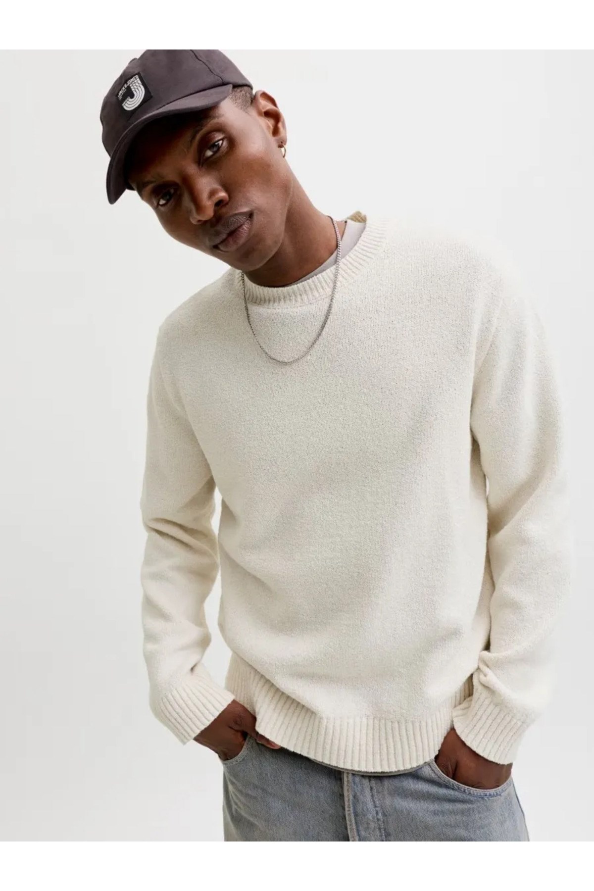 Jack & Jones Erkek Jornorrebro Catskılls Knıt Crew Neck Sn Beyaz Kazak -12293244 - Jack & Jones - 12293244-B