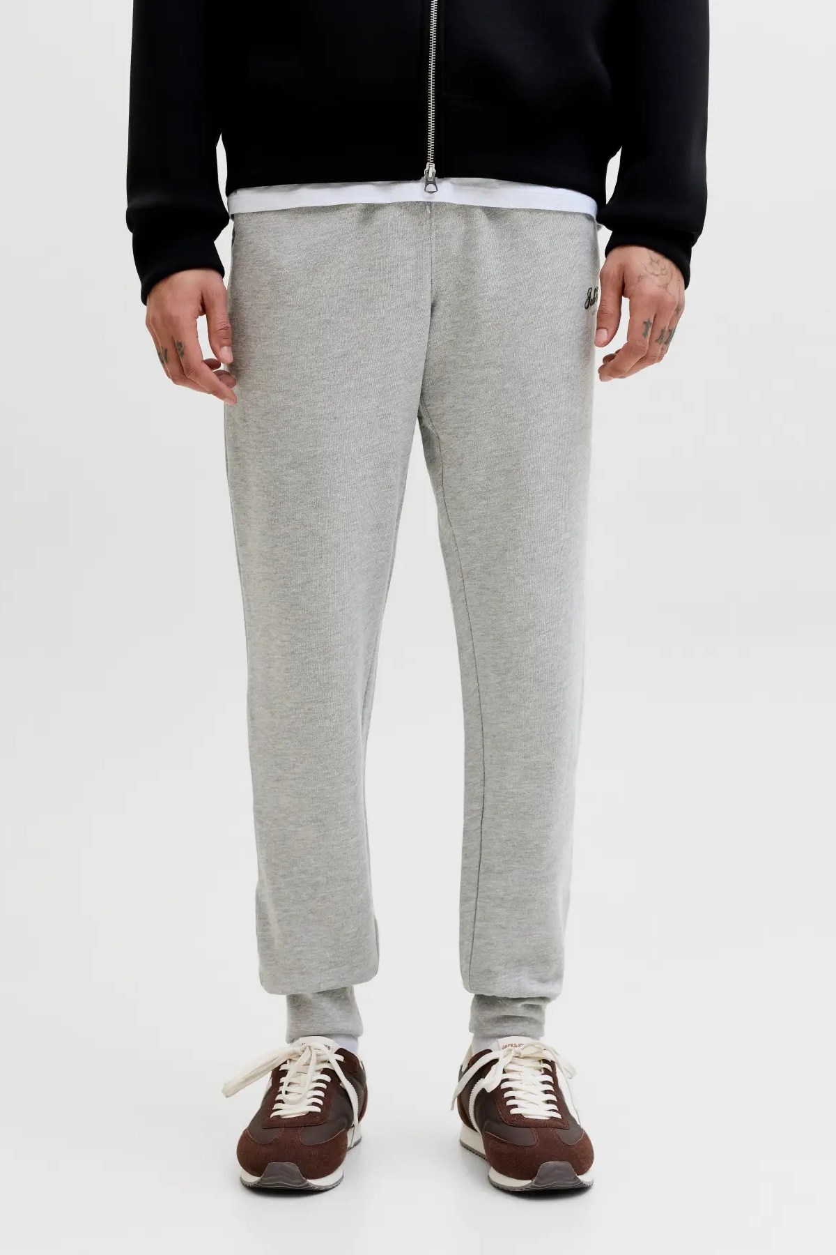 Jack & Jones Erkek Jpstgordon Logo Detaylı Çift Cepli Eşofman Altı Açık Gri - 12288641  - Jack & Jones - 12288641