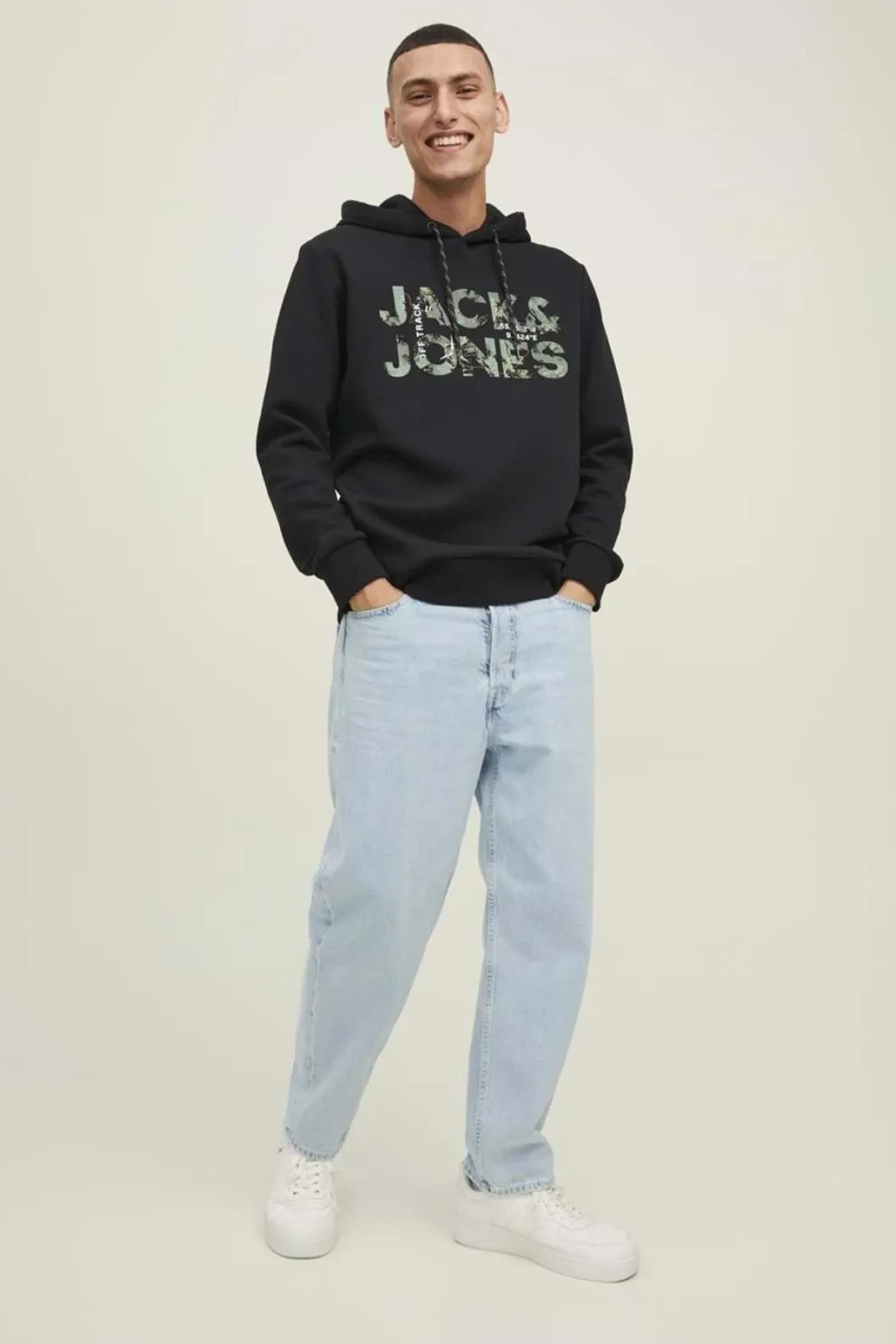 Jack & Jones Erkek Kapüşonlu Baskili Sweatshirt - 12216242  - Jack & Jones - 12216242