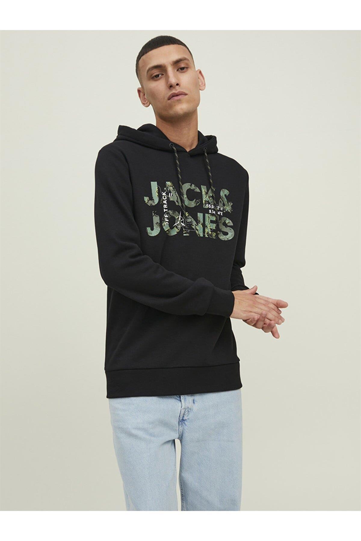 Jack & Jones Erkek Kapüşonlu Baskili Sweatshirt - 12216242  - Jack & Jones - 12216242