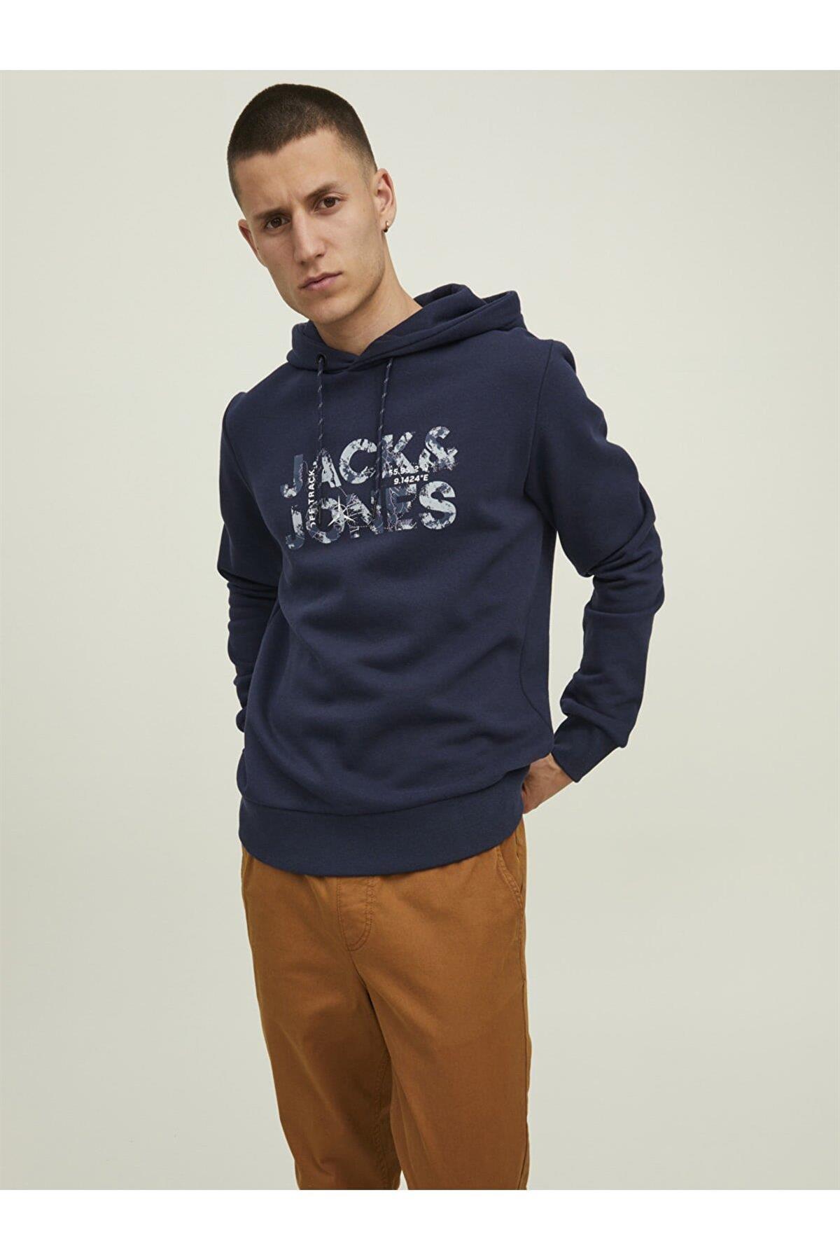 Jack & Jones Erkek Kapüşonlu Baskili Sweatshirt - 12216242  - Jack & Jones - 12216242