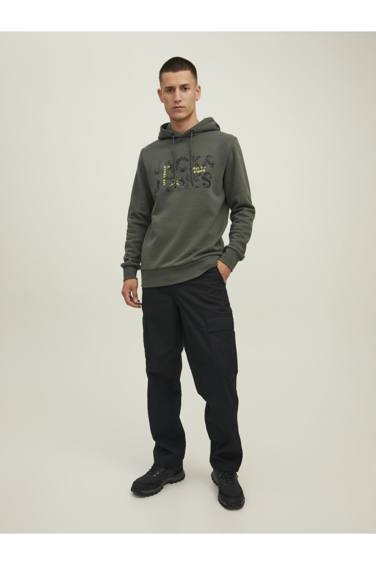 Jack & Jones Erkek Kapüşonlu Baskili Sweatshirt - 12216242  - Jack & Jones - 12216242