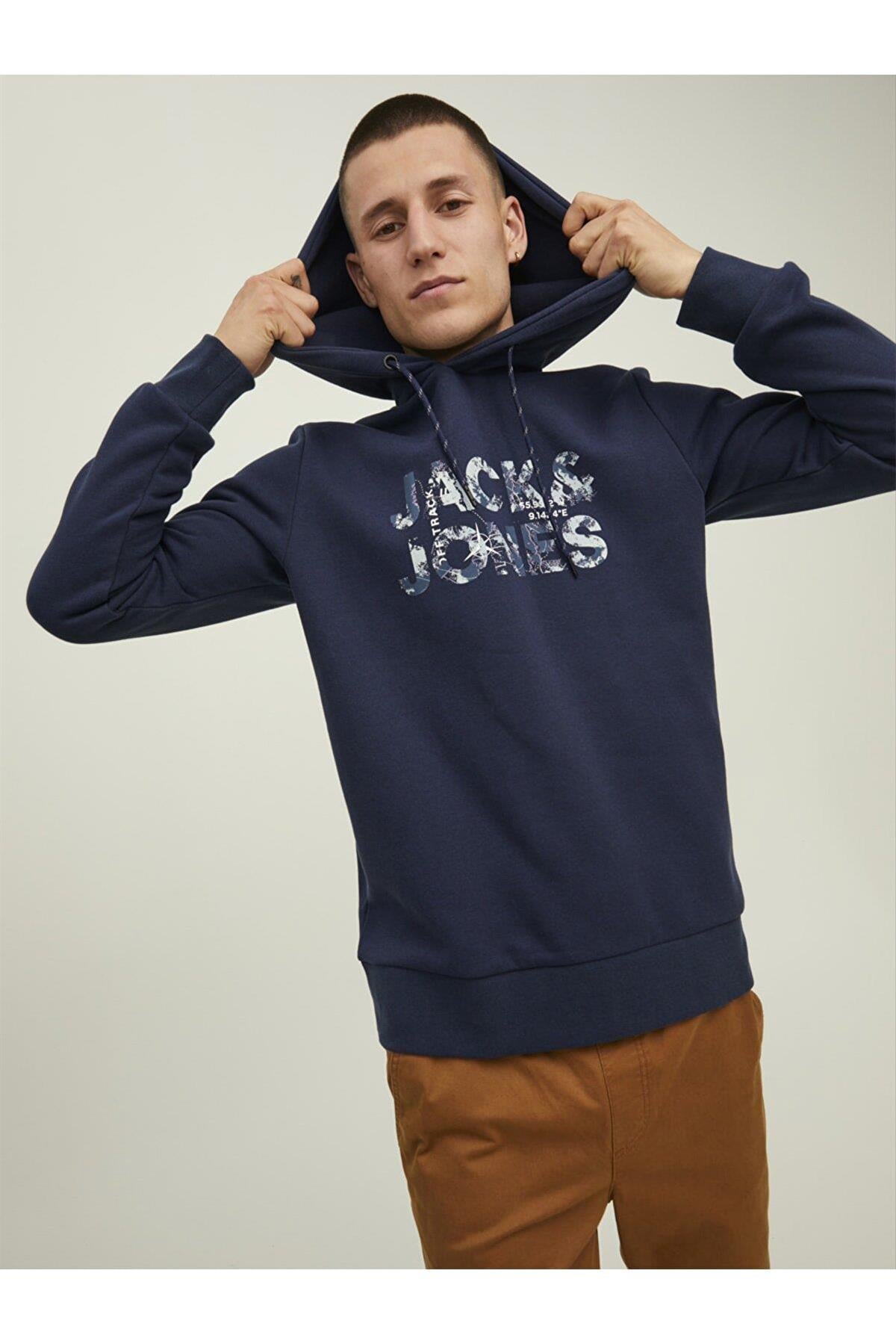 Jack & Jones Erkek Kapüşonlu Baskili Sweatshirt - 12216242  - Jack & Jones - 12216242