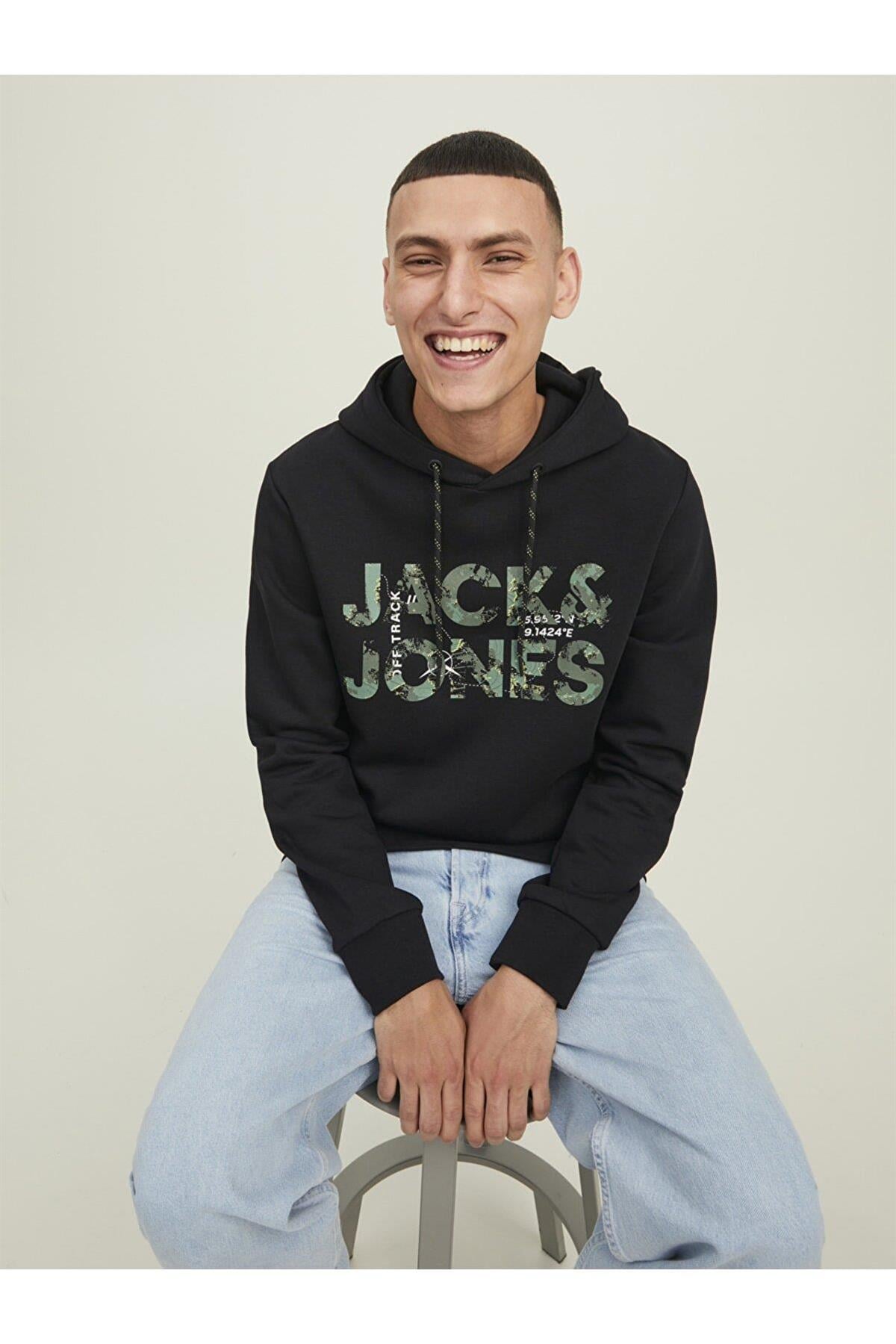 Jack & Jones Erkek Kapüşonlu Baskili Sweatshirt - 12216242  - Jack & Jones - 12216242