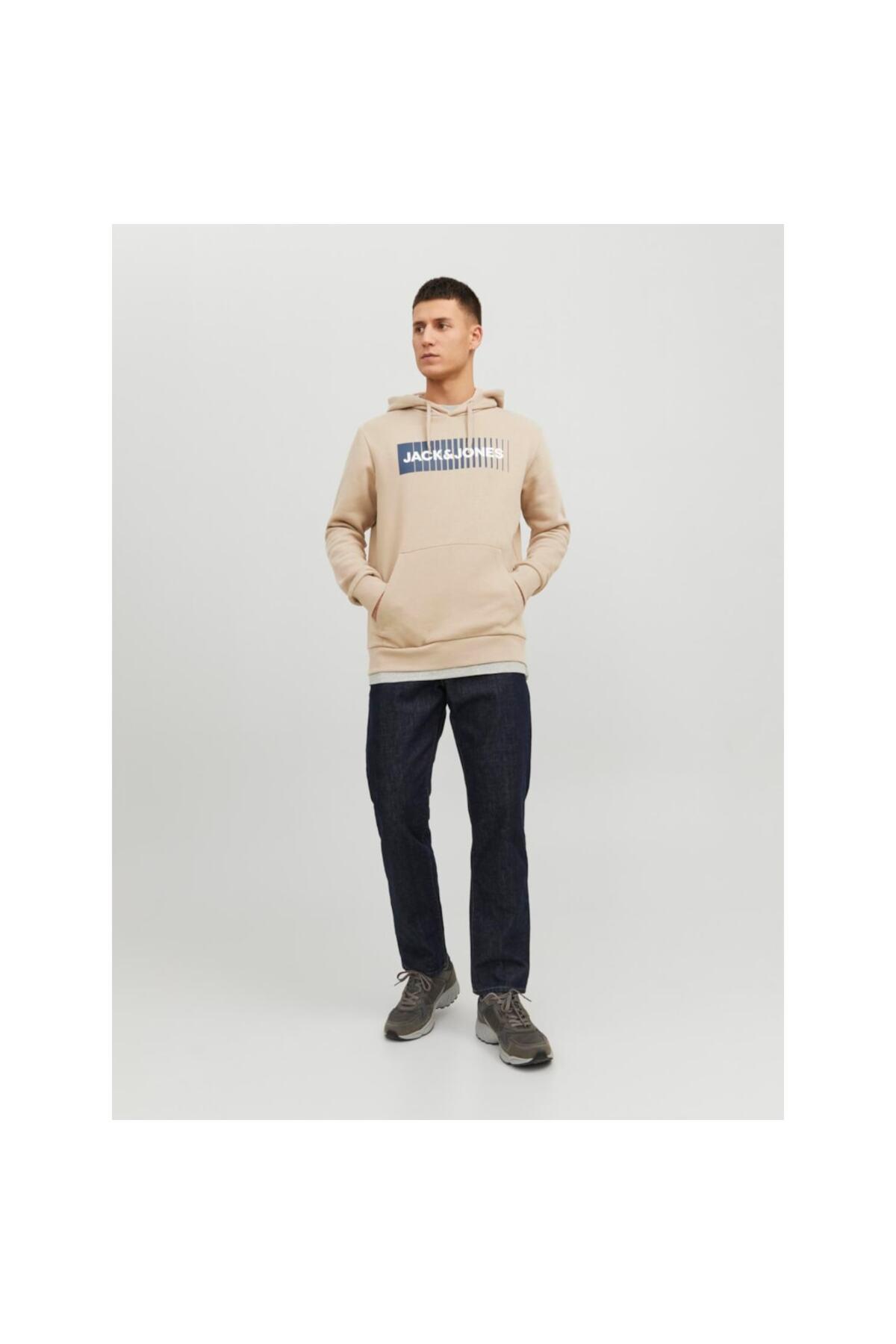 Jack & Jones Erkek Kapüşonlu Bej Sweatshirt - 12233599 - Jack & Jones - TYCP3T4M0N168992930953339